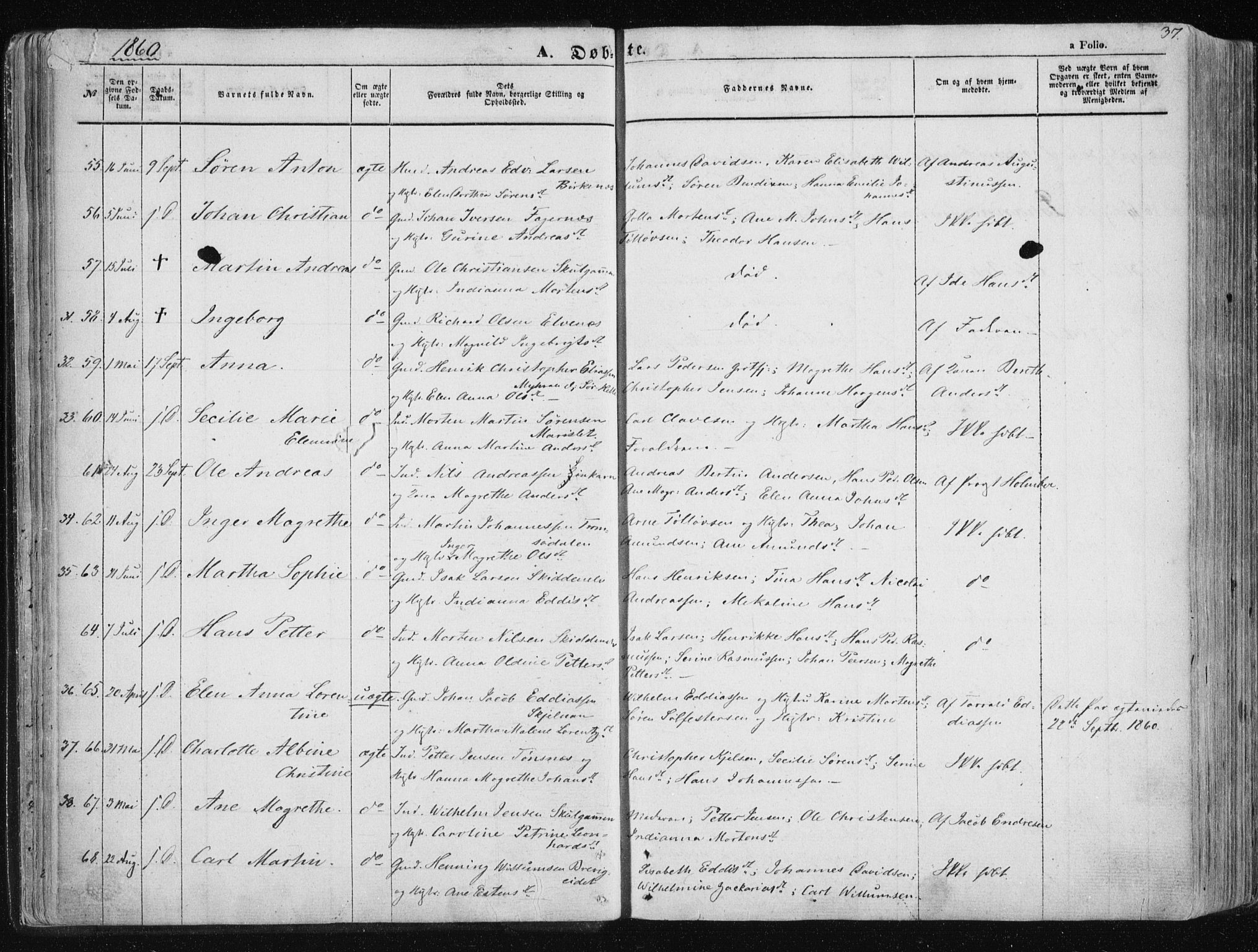 Tromsøysund sokneprestkontor, SATØ/S-1304/G/Ga/L0001kirke: Parish register (official) no. 1, 1856-1867, p. 37