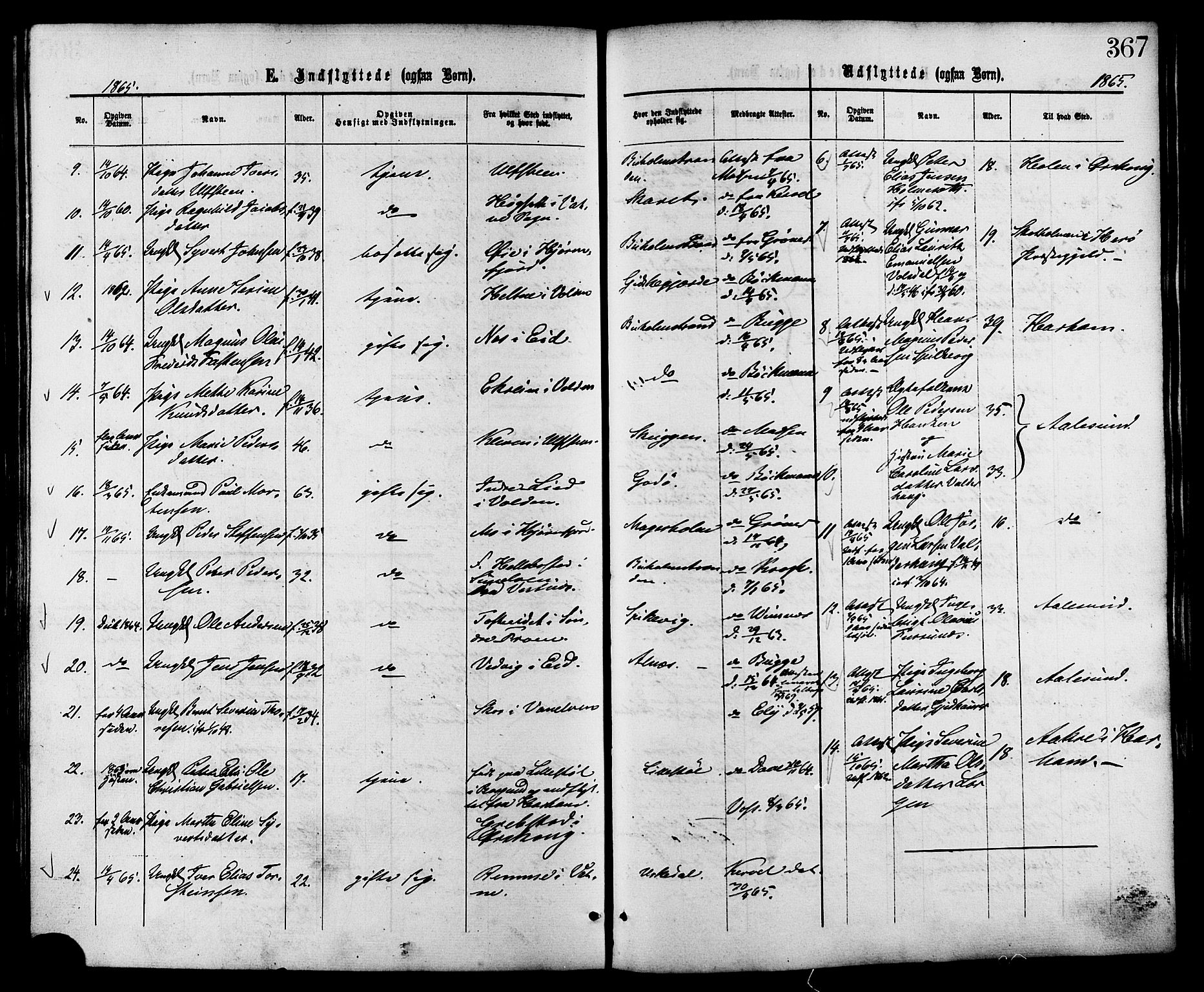 Ministerialprotokoller, klokkerbøker og fødselsregistre - Møre og Romsdal, AV/SAT-A-1454/528/L0399: Parish register (official) no. 528A10, 1864-1879, p. 367