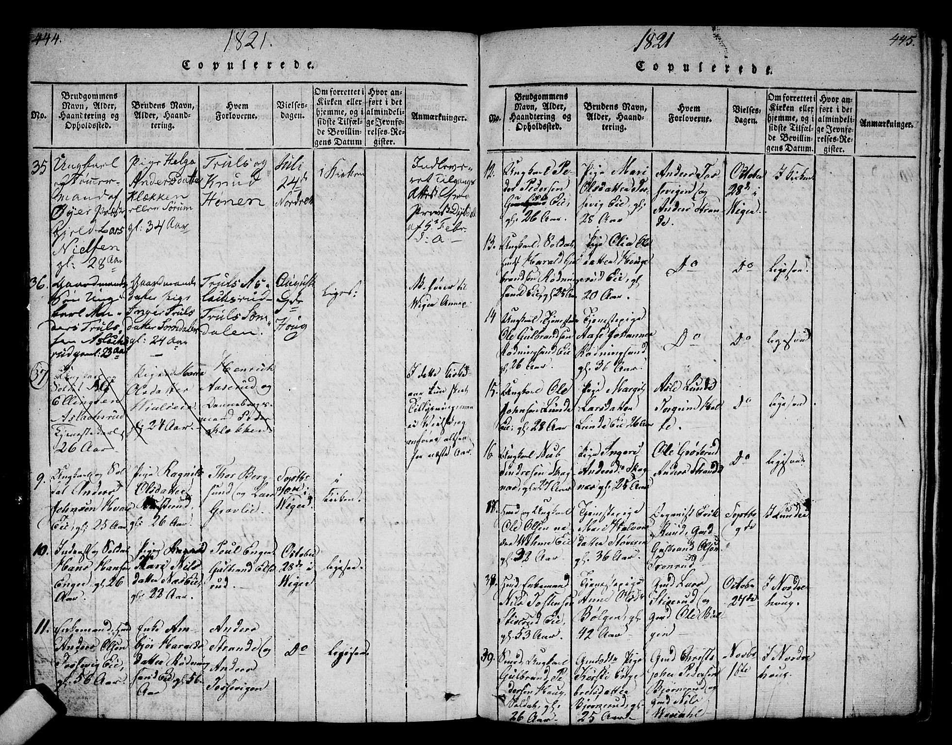 Norderhov kirkebøker, AV/SAKO-A-237/F/Fa/L0008: Parish register (official) no. 8, 1814-1833, p. 444-445