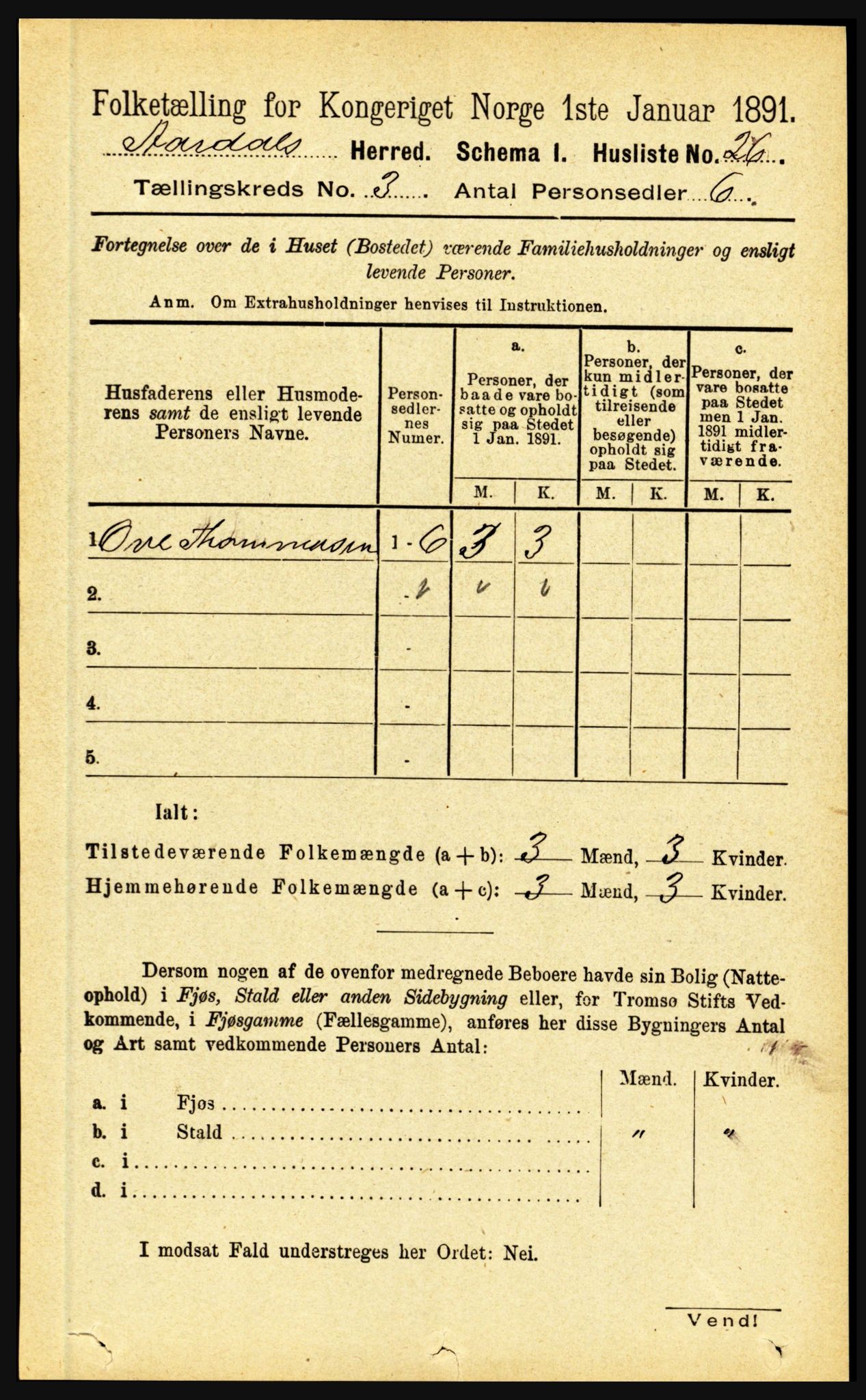 RA, 1891 census for 1424 Årdal, 1891, p. 390