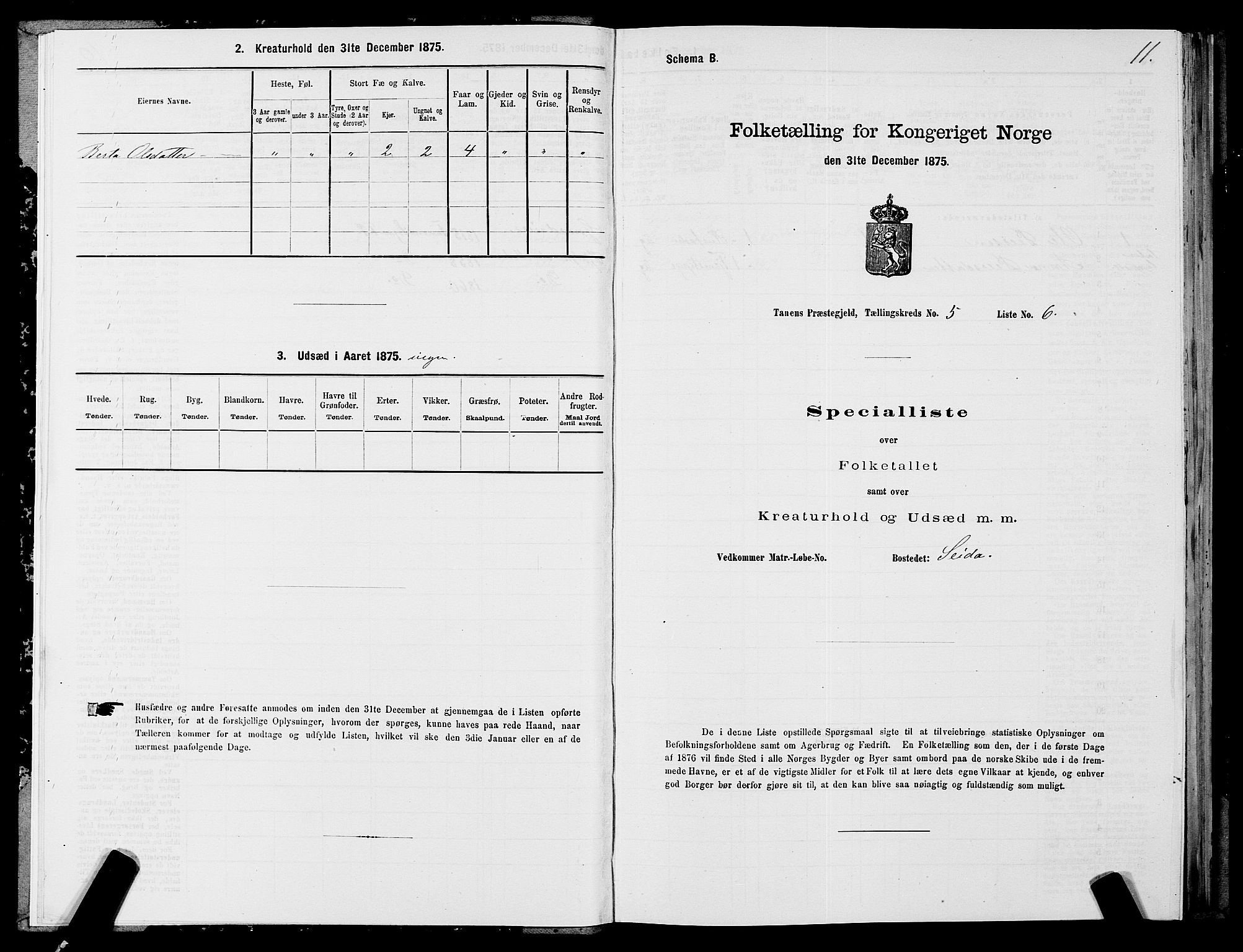 SATØ, 1875 census for 2025P Tana, 1875, p. 2011