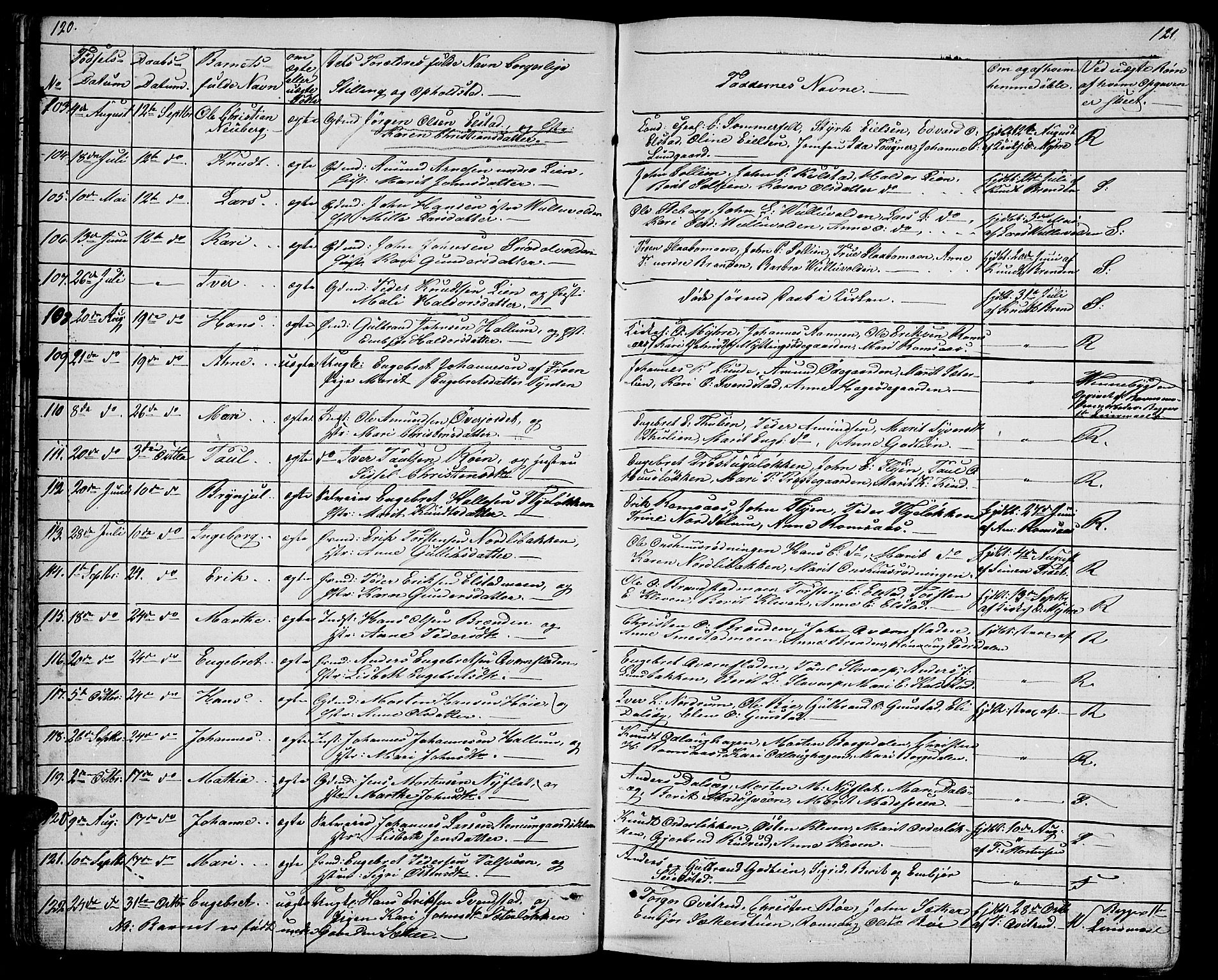 Ringebu prestekontor, SAH/PREST-082/H/Ha/Hab/L0002: Parish register (copy) no. 2, 1839-1853, p. 120-121