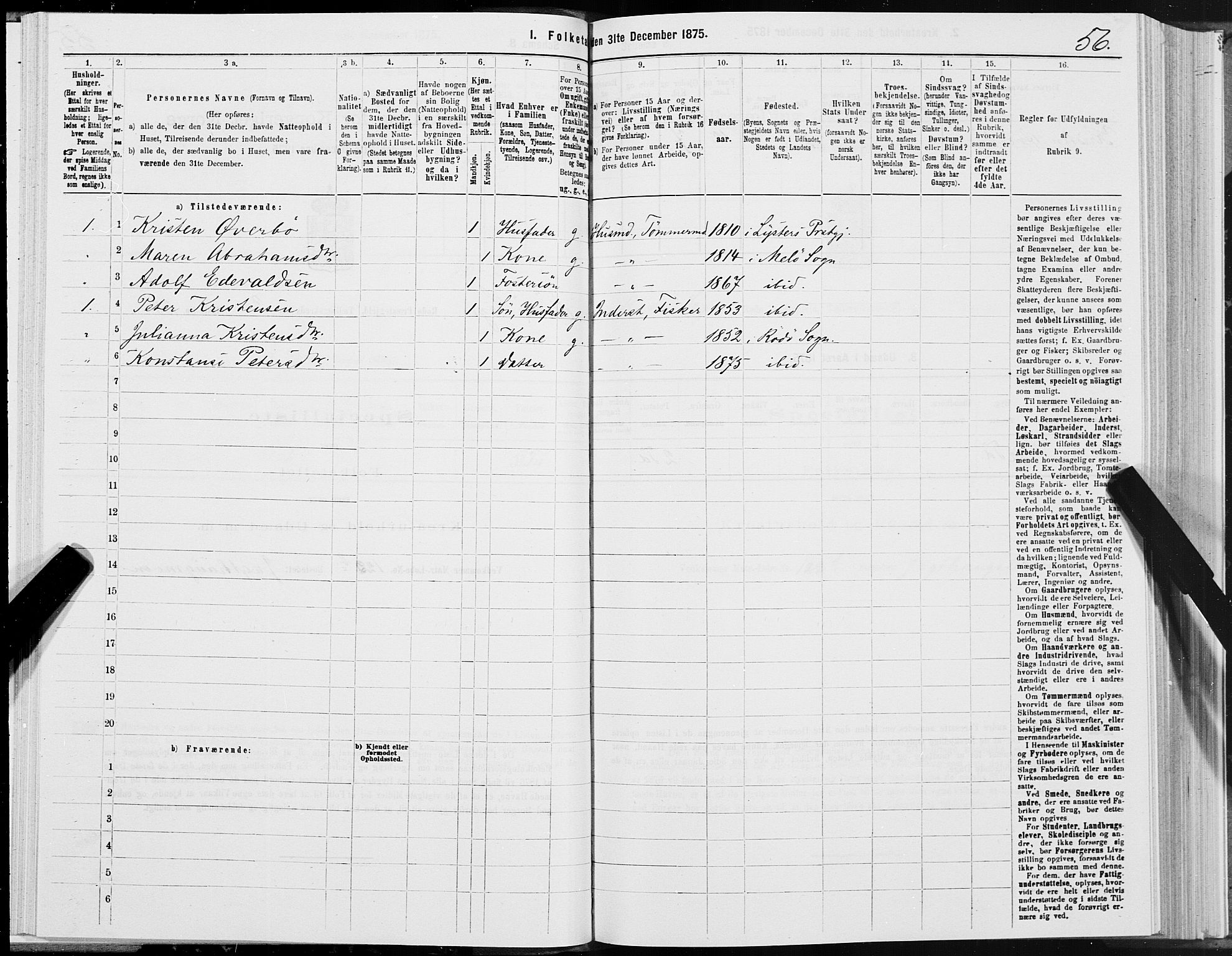 SAT, 1875 census for 1836P Rødøy, 1875, p. 2056