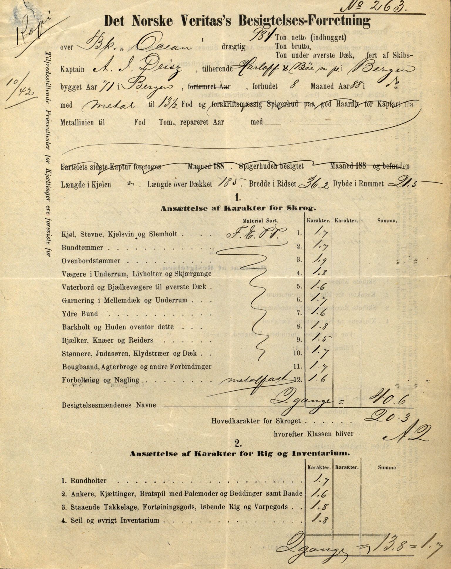 Pa 63 - Østlandske skibsassuranceforening, VEMU/A-1079/G/Ga/L0029/0002: Havaridokumenter / Johanne, Ocean, Capella, Columbus, Castro, 1892, p. 11