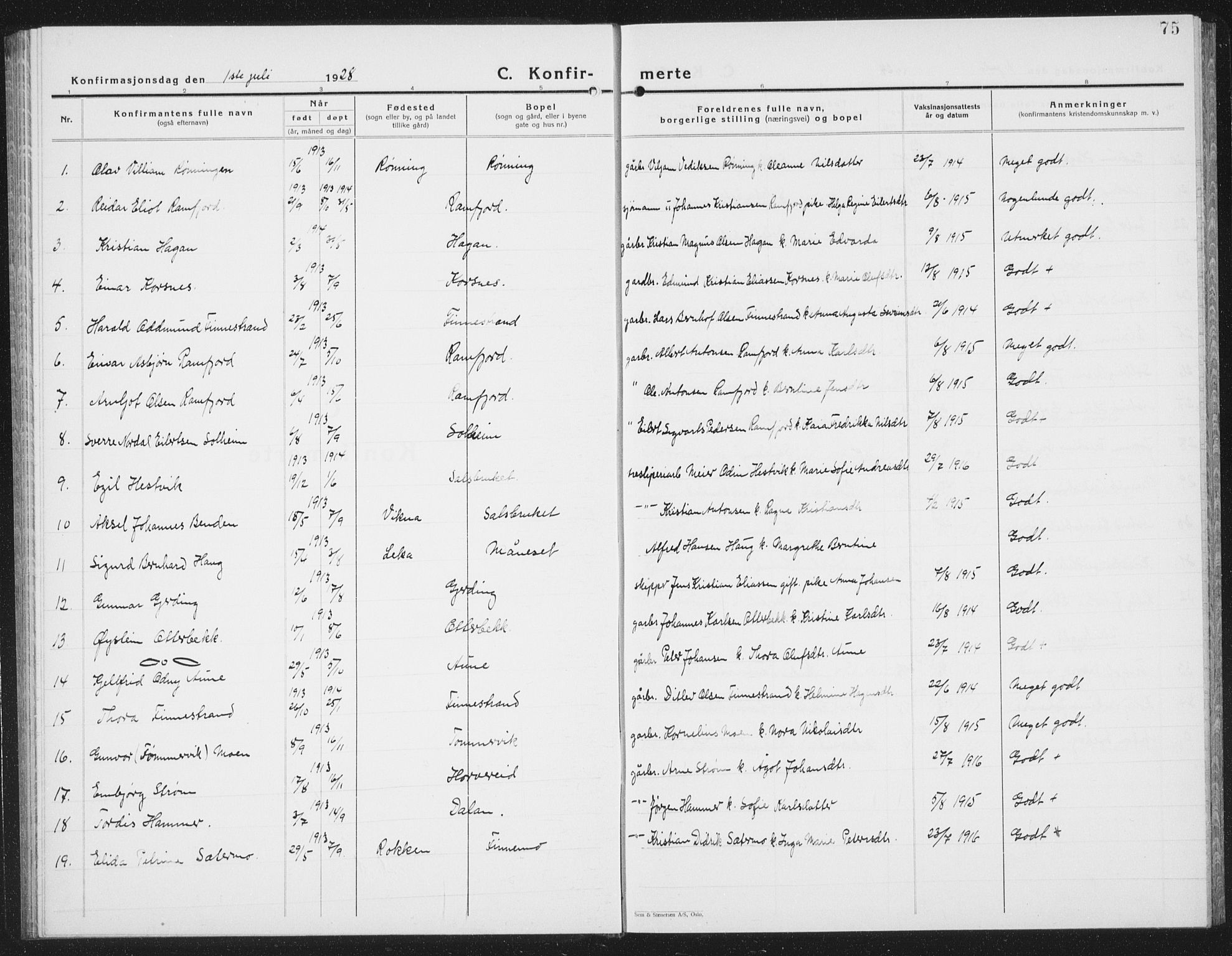 Ministerialprotokoller, klokkerbøker og fødselsregistre - Nord-Trøndelag, SAT/A-1458/780/L0654: Parish register (copy) no. 780C06, 1928-1942, p. 75
