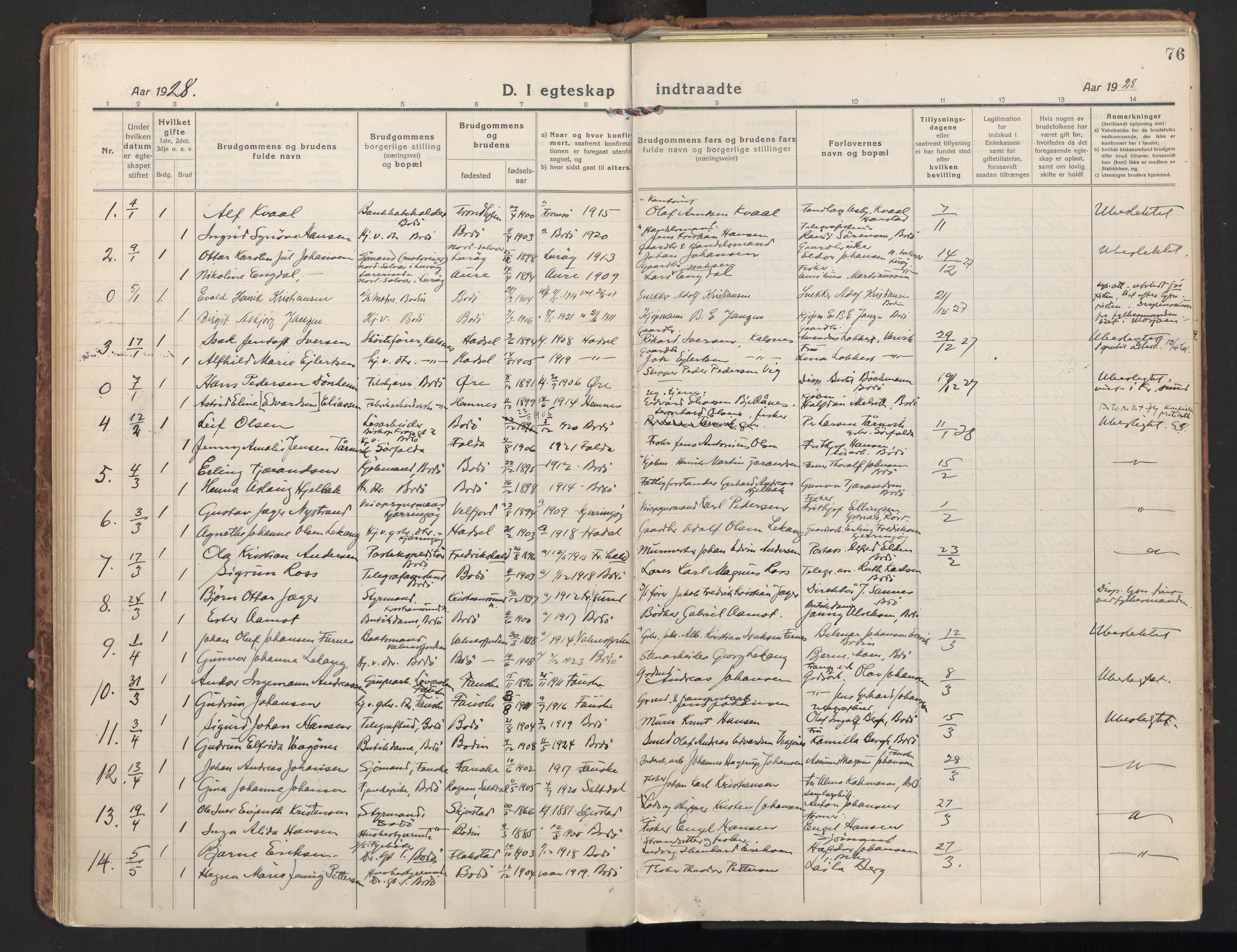 Ministerialprotokoller, klokkerbøker og fødselsregistre - Nordland, SAT/A-1459/801/L0018: Parish register (official) no. 801A18, 1916-1930, p. 76