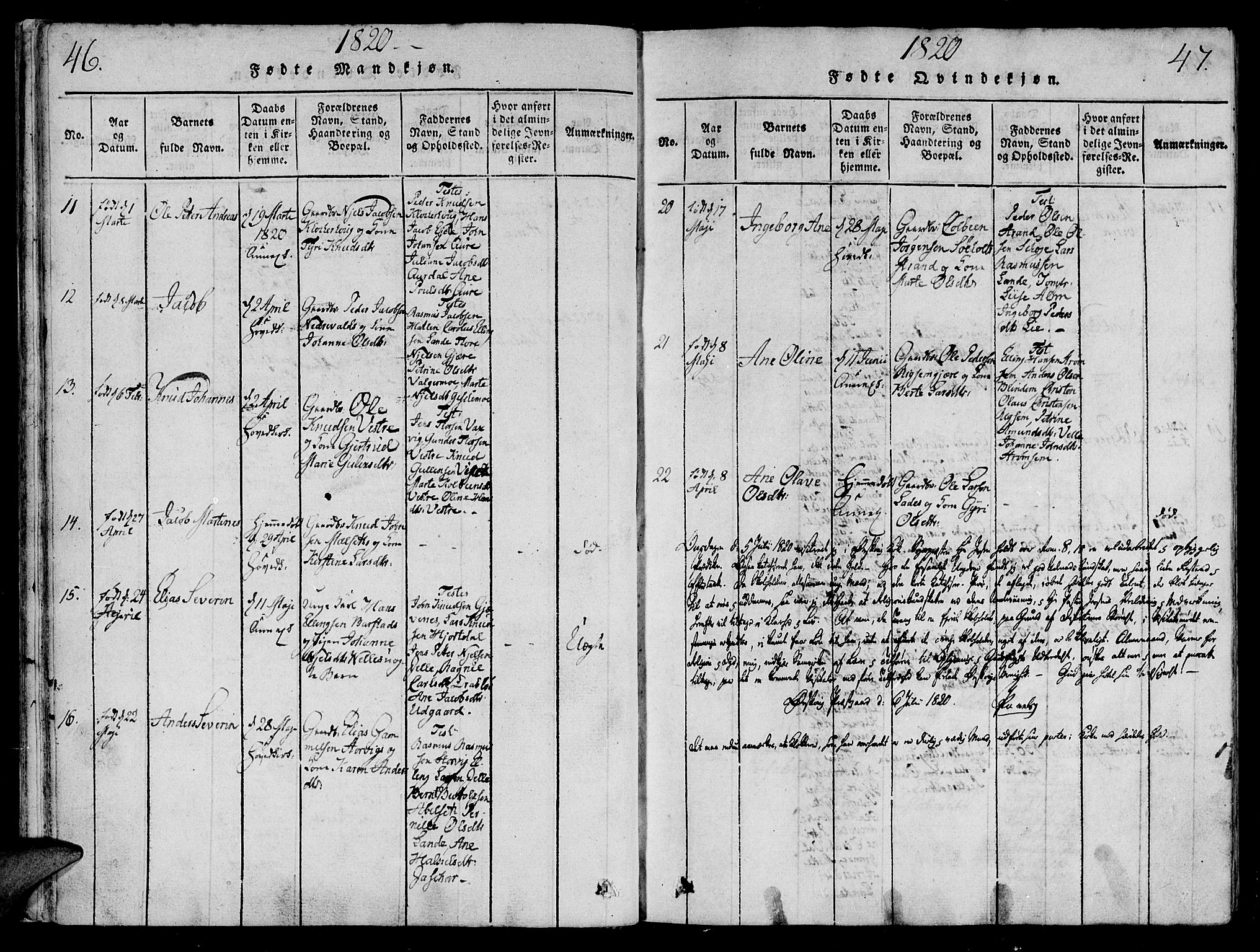 Ministerialprotokoller, klokkerbøker og fødselsregistre - Møre og Romsdal, SAT/A-1454/522/L0310: Parish register (official) no. 522A05, 1816-1832, p. 46-47