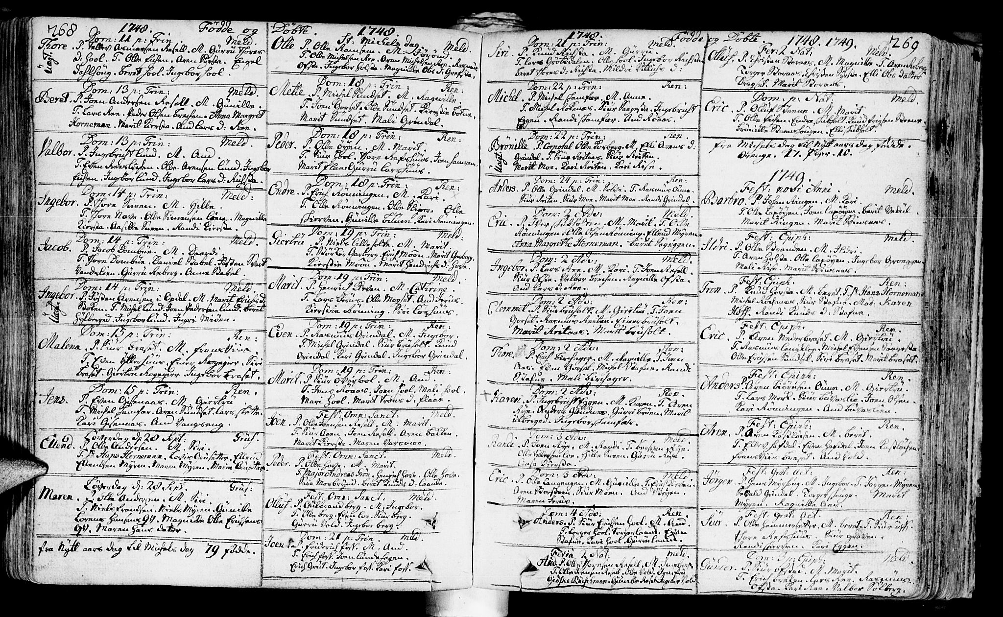 Ministerialprotokoller, klokkerbøker og fødselsregistre - Sør-Trøndelag, SAT/A-1456/672/L0850: Parish register (official) no. 672A03, 1725-1751, p. 268-269