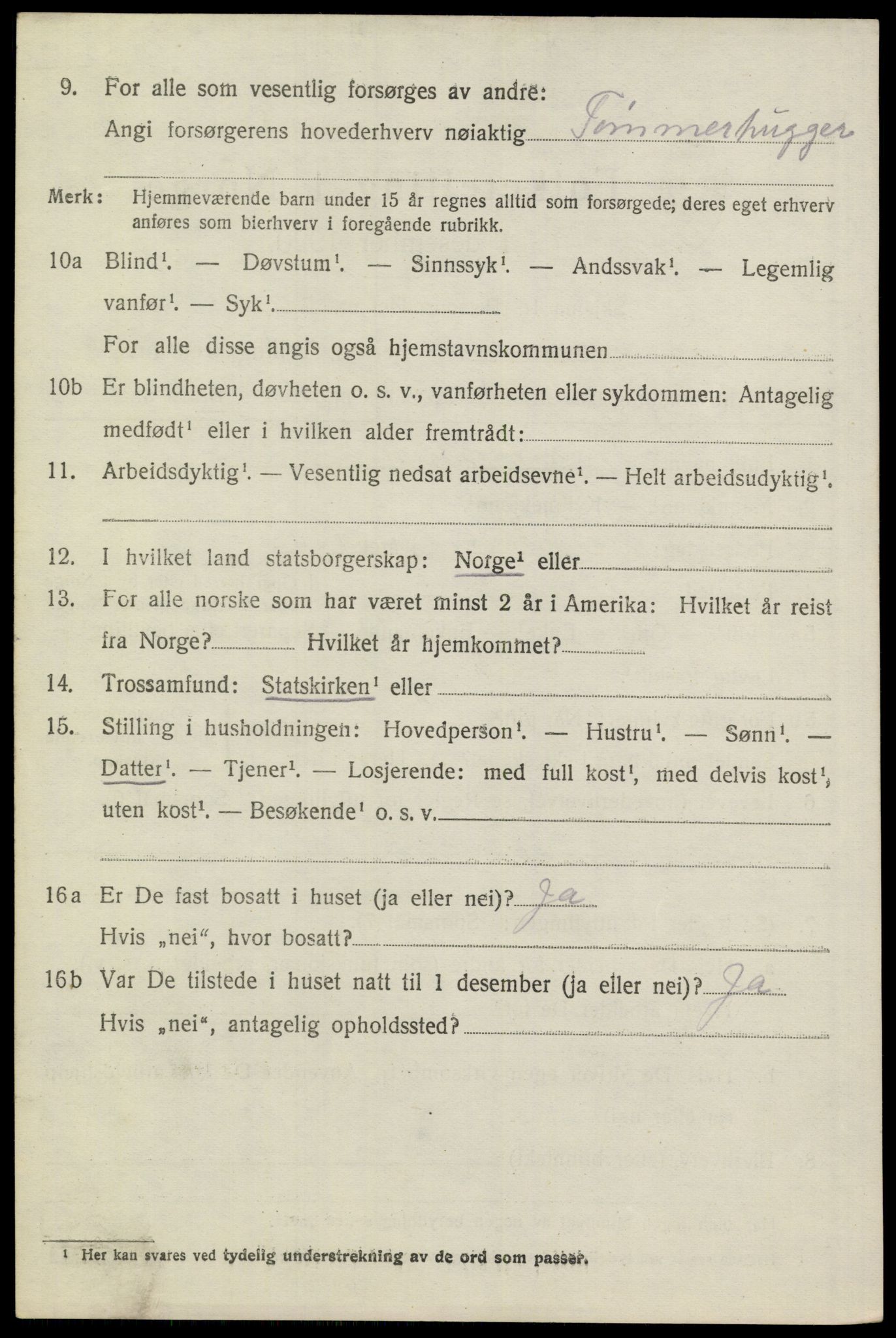 SAKO, 1920 census for Sannidal, 1920, p. 4918