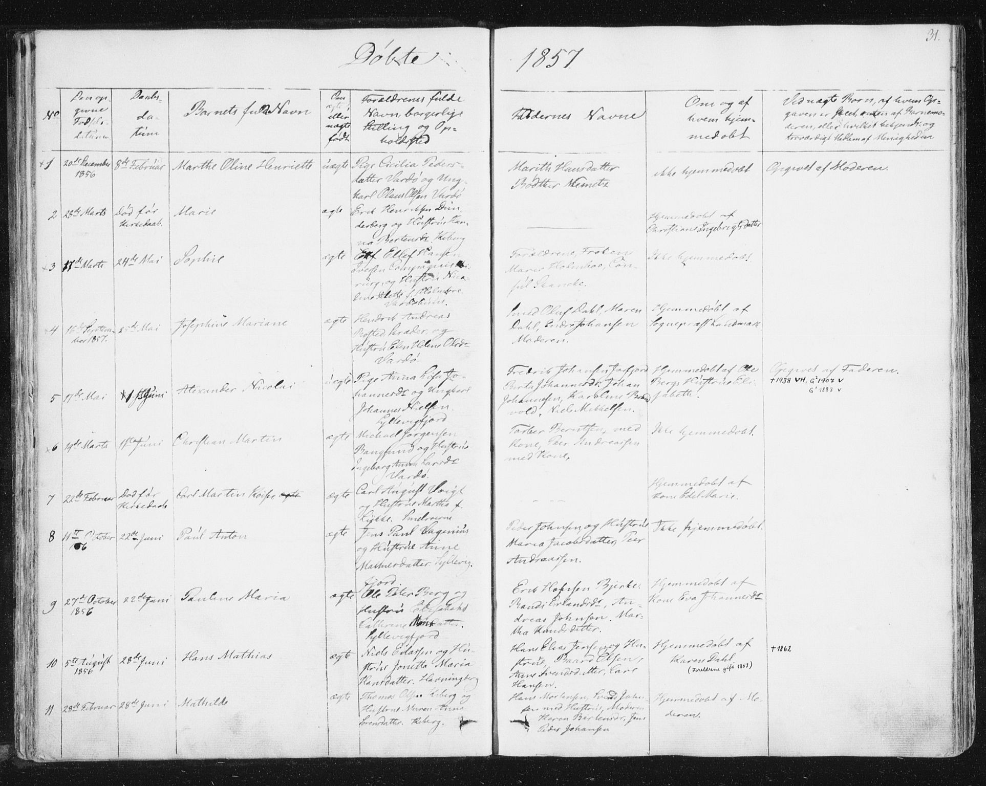 Vardø sokneprestkontor, SATØ/S-1332/H/Ha/L0003kirke: Parish register (official) no. 3, 1843-1861, p. 31
