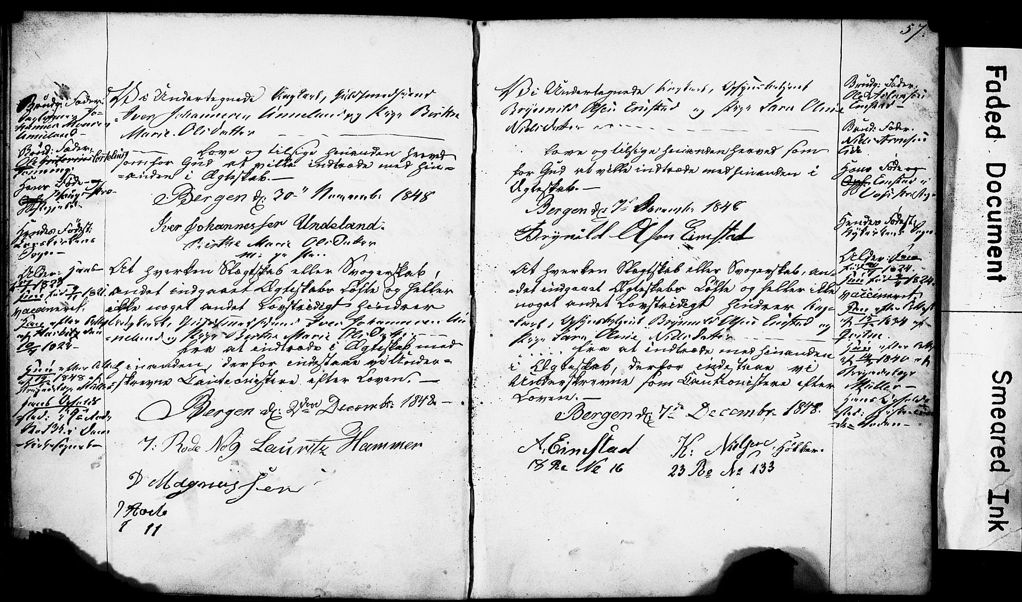 Domkirken sokneprestembete, SAB/A-74801: Best man's statements no. II.5.4, 1845-1852, p. 57