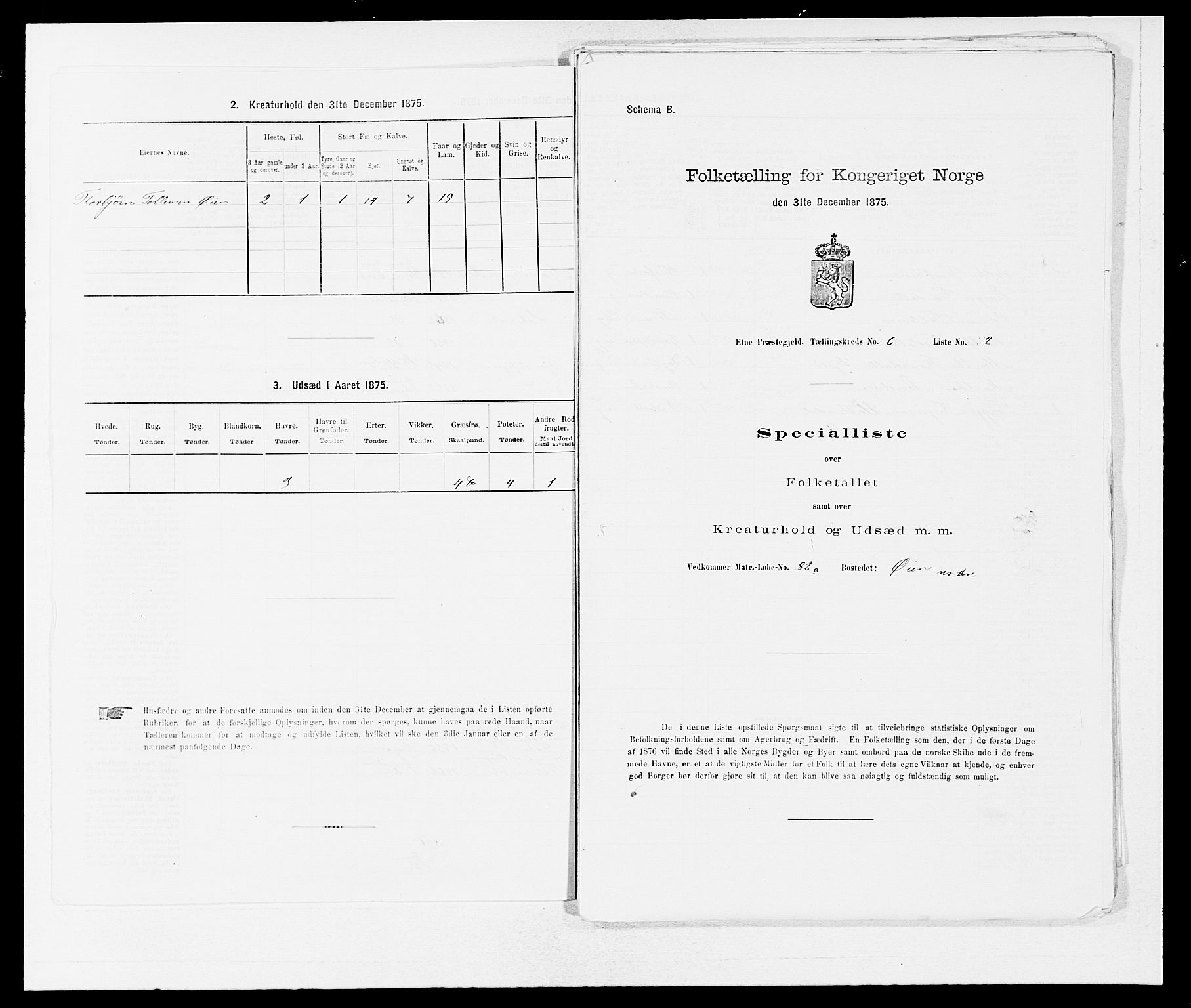 SAB, 1875 census for 1211P Etne, 1875, p. 399