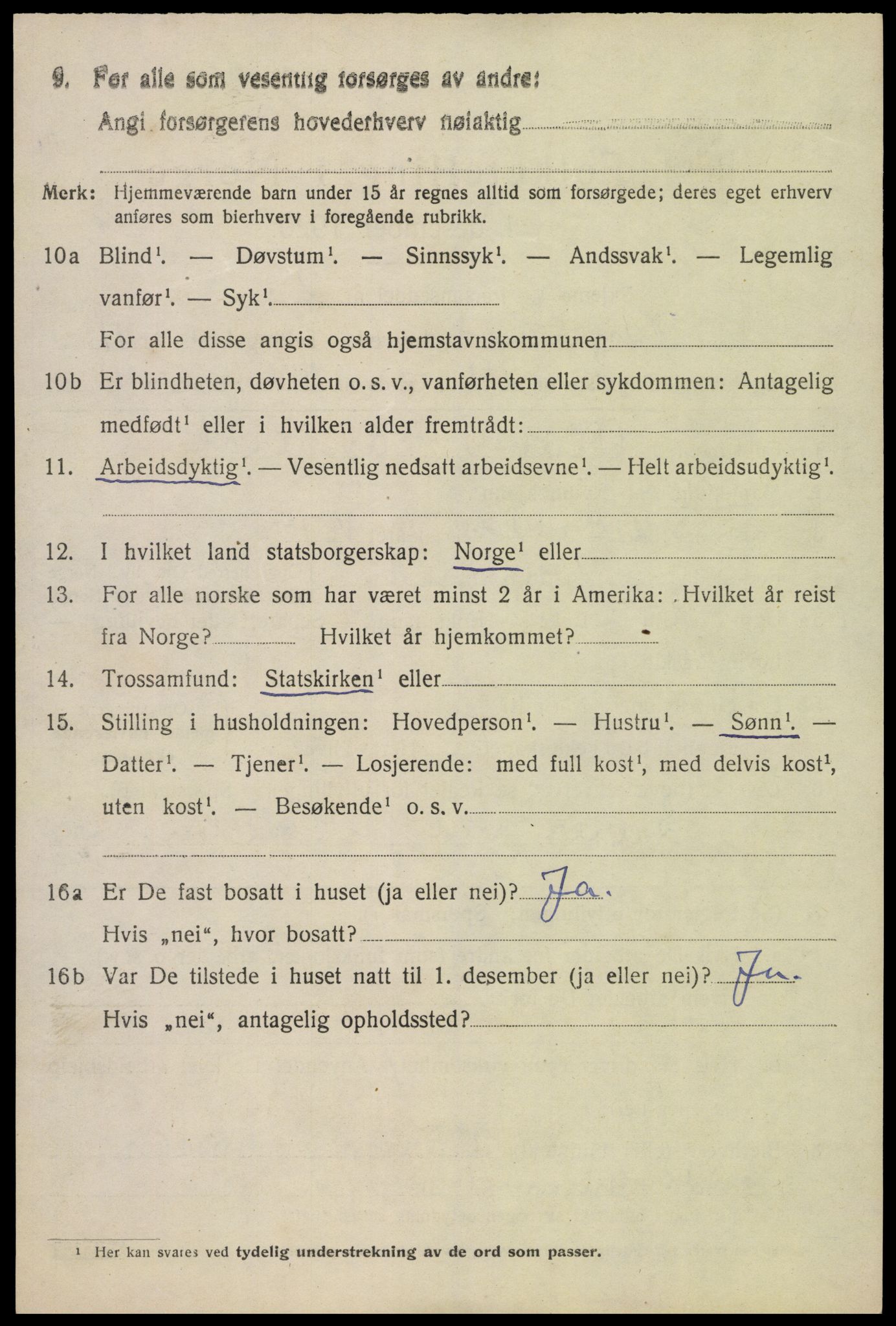 SAK, 1920 census for Bygland, 1920, p. 4456