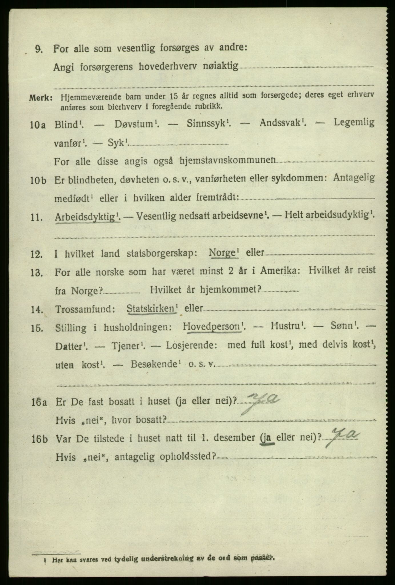 SAB, 1920 census for Selje, 1920, p. 3594