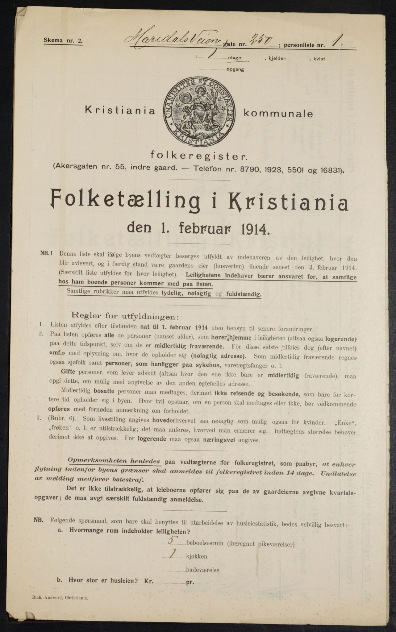 OBA, Municipal Census 1914 for Kristiania, 1914, p. 62764