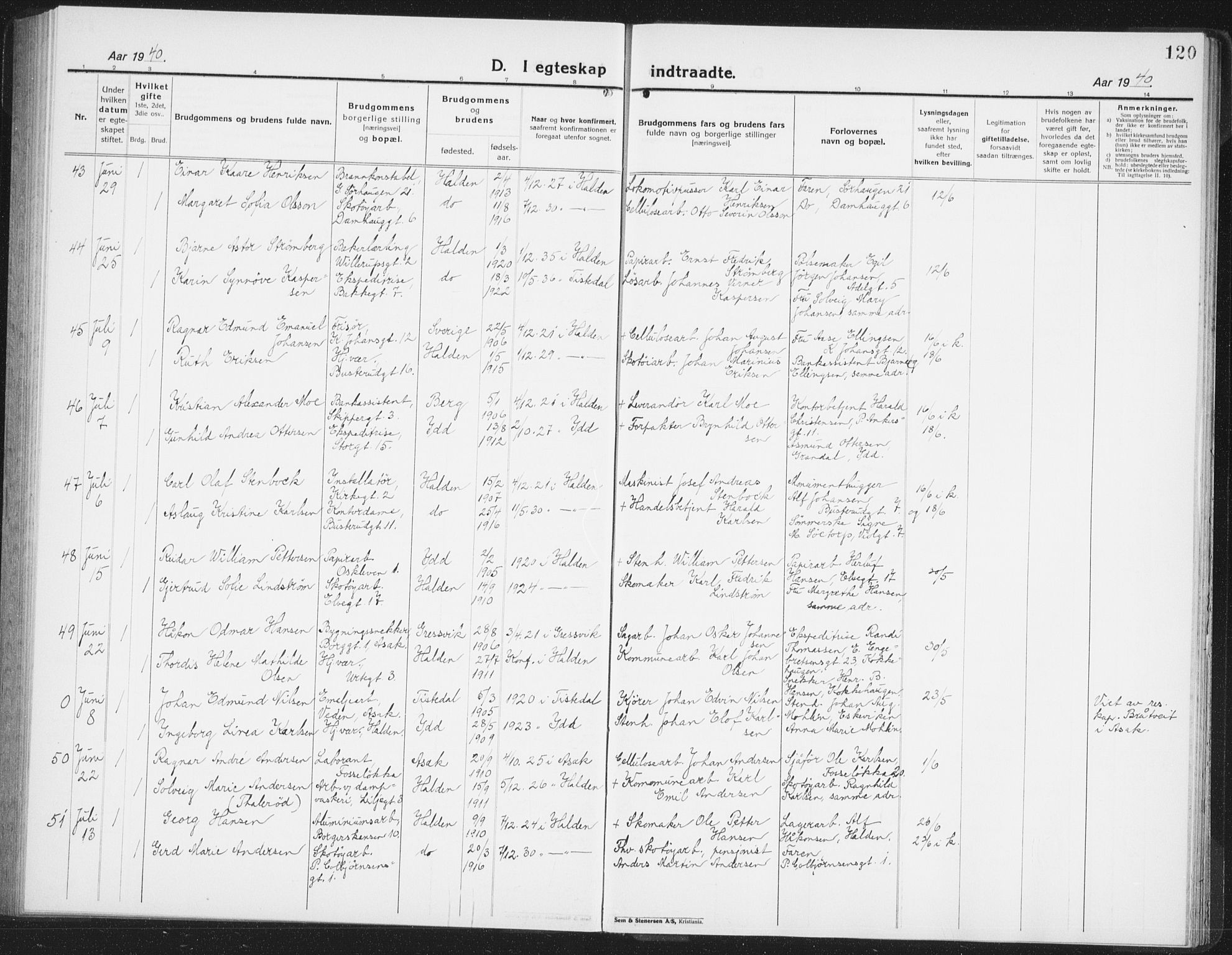 Halden prestekontor Kirkebøker, AV/SAO-A-10909/G/Ga/L0014: Parish register (copy) no. 14, 1925-1943, p. 120