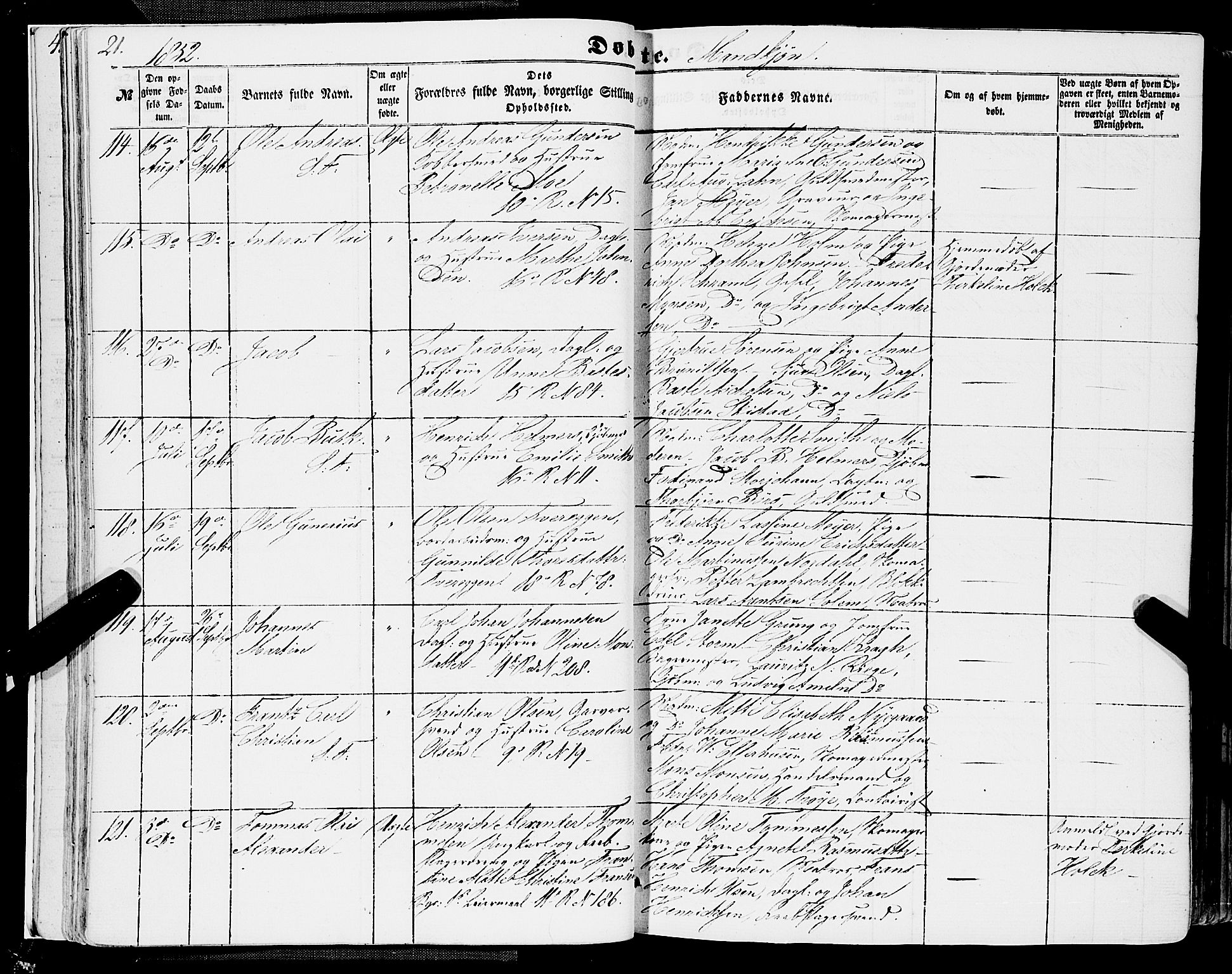 Domkirken sokneprestembete, AV/SAB-A-74801/H/Haa/L0020: Parish register (official) no. B 3, 1851-1859, p. 21