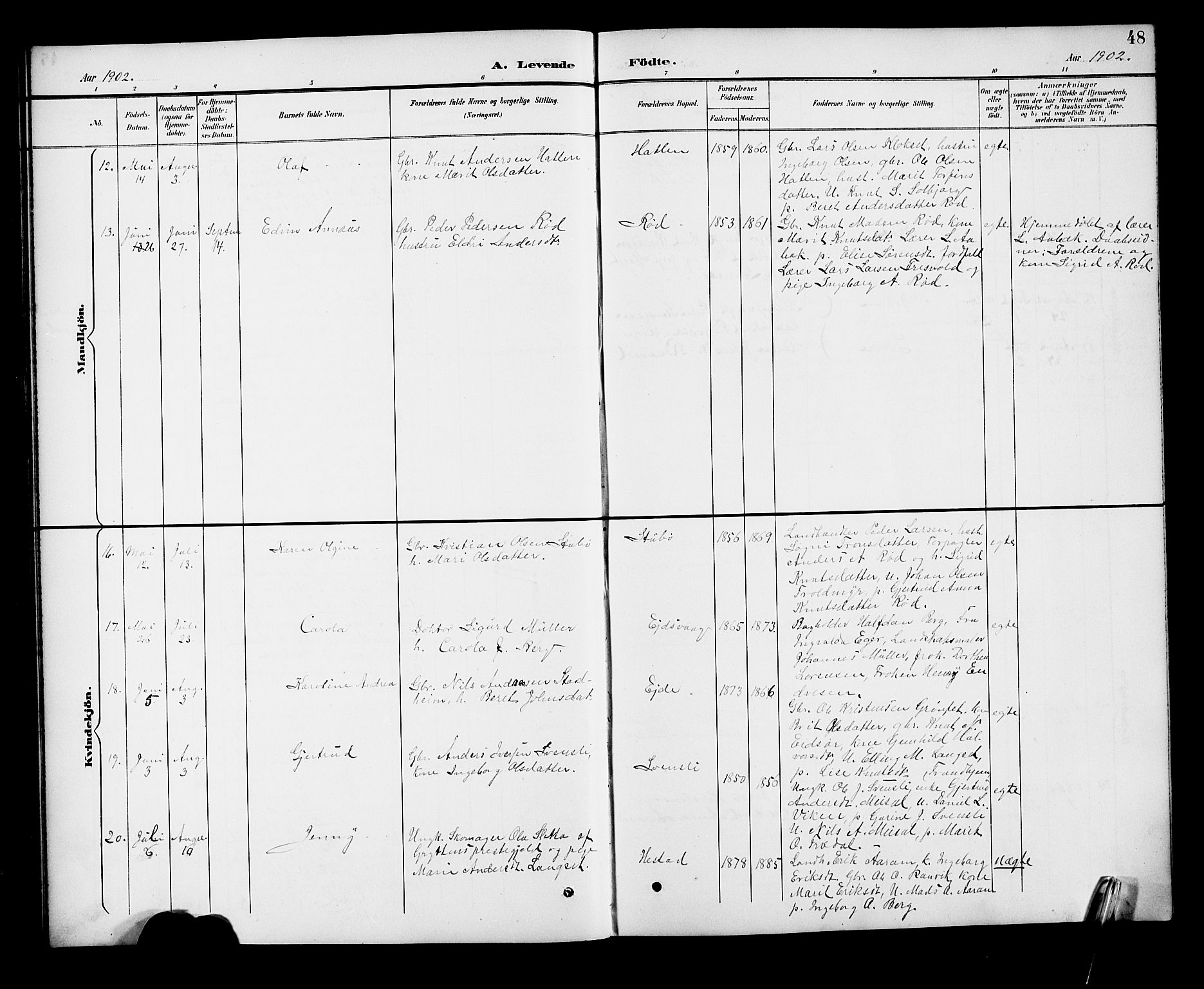 Ministerialprotokoller, klokkerbøker og fødselsregistre - Møre og Romsdal, AV/SAT-A-1454/551/L0632: Parish register (copy) no. 551C04, 1894-1920, p. 48