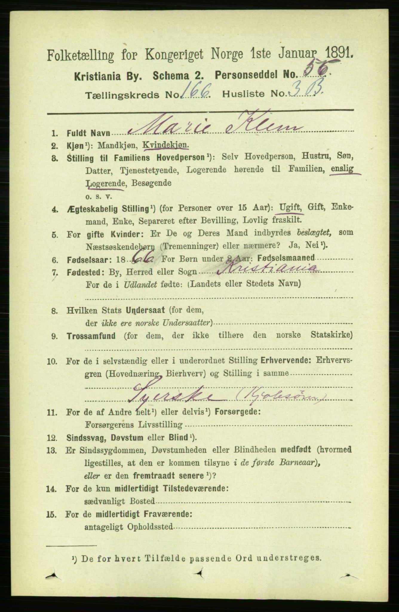 RA, 1891 census for 0301 Kristiania, 1891, p. 96383