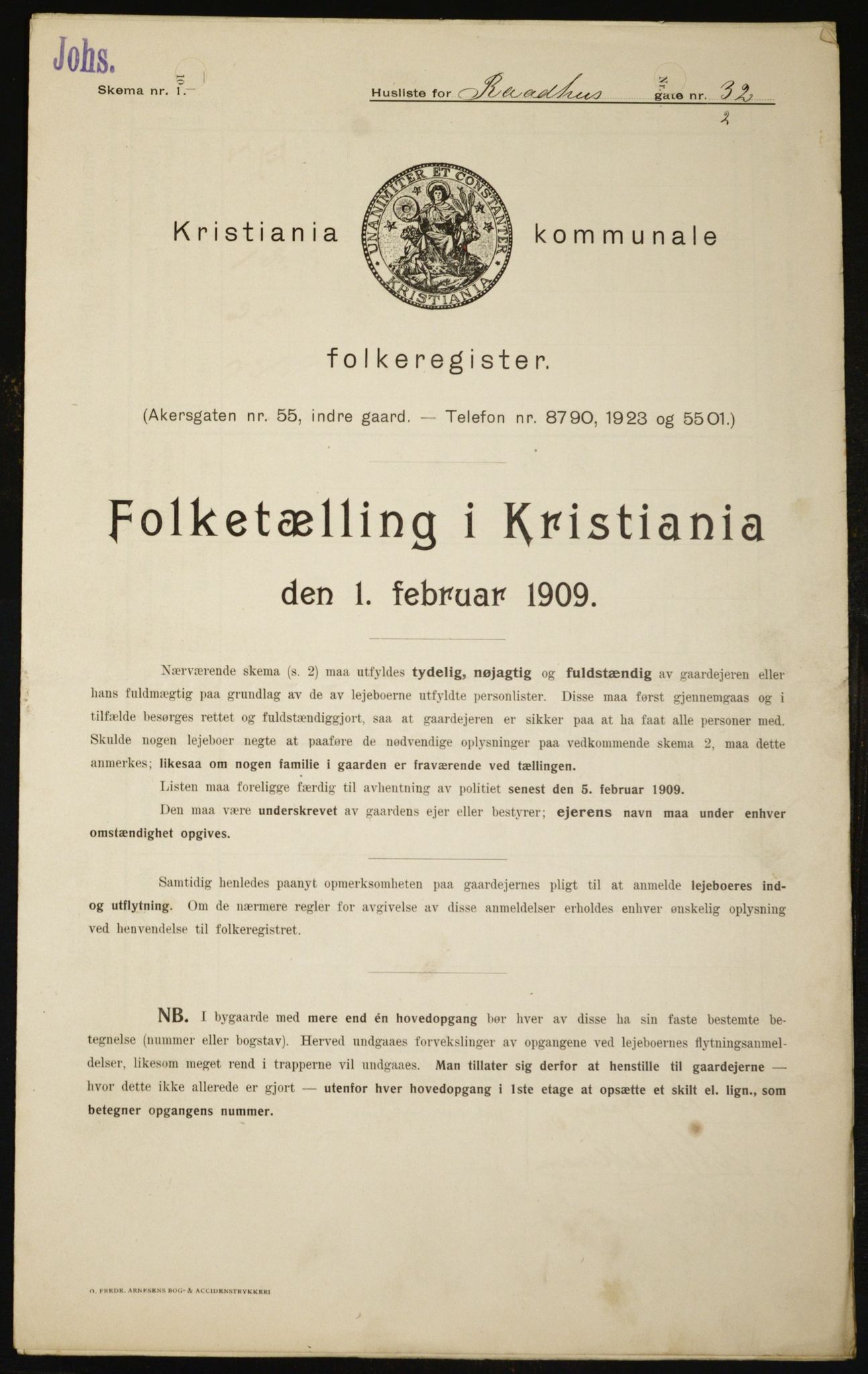 OBA, Municipal Census 1909 for Kristiania, 1909, p. 78562