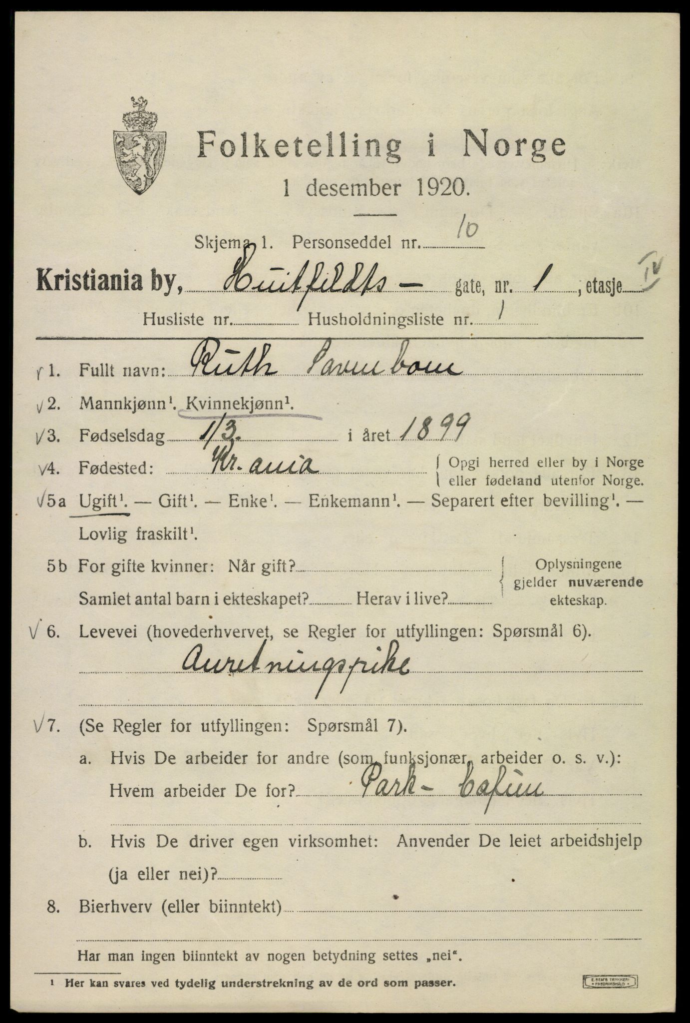 SAO, 1920 census for Kristiania, 1920, p. 299349