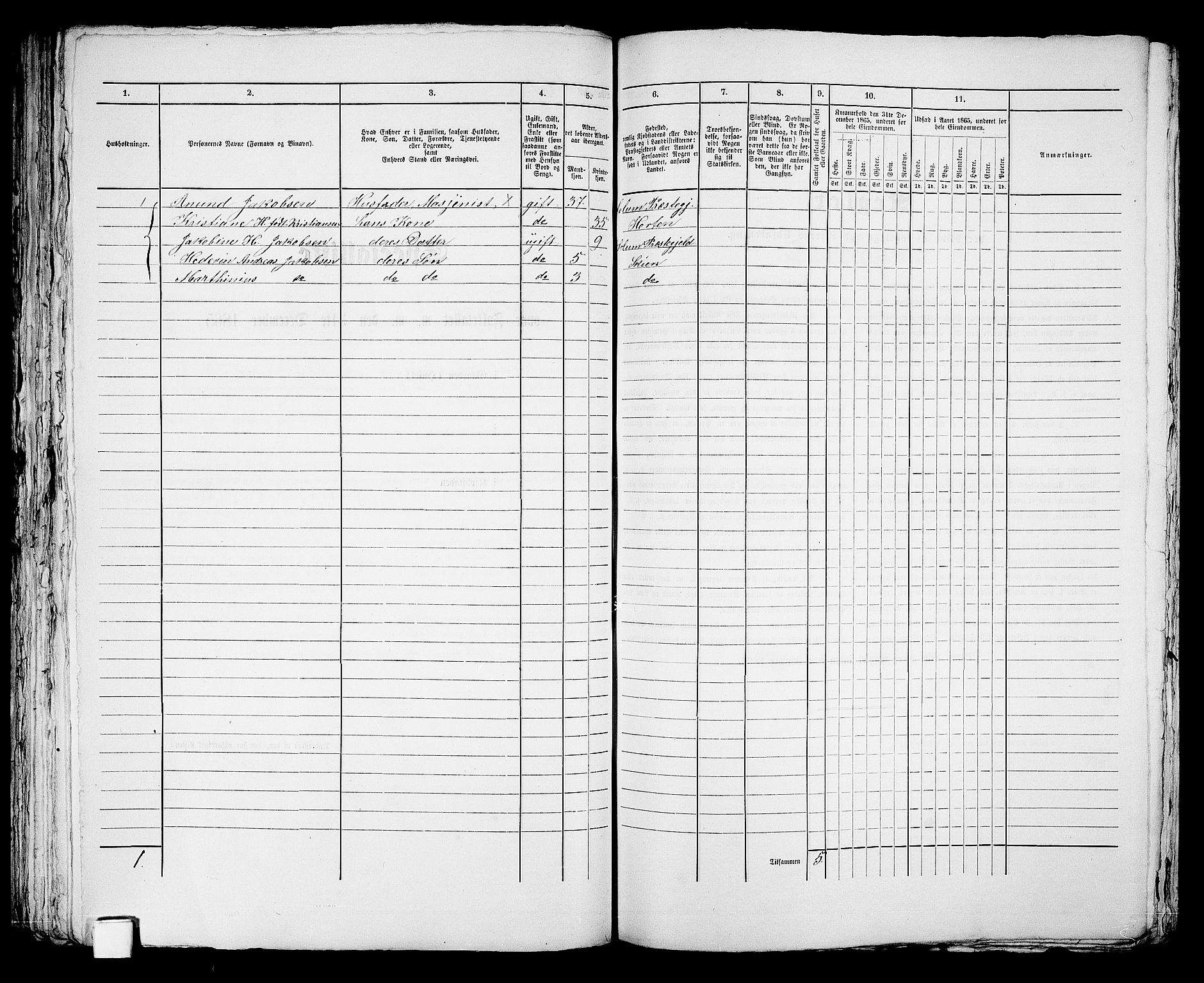 RA, 1865 census for Skien, 1865, p. 948