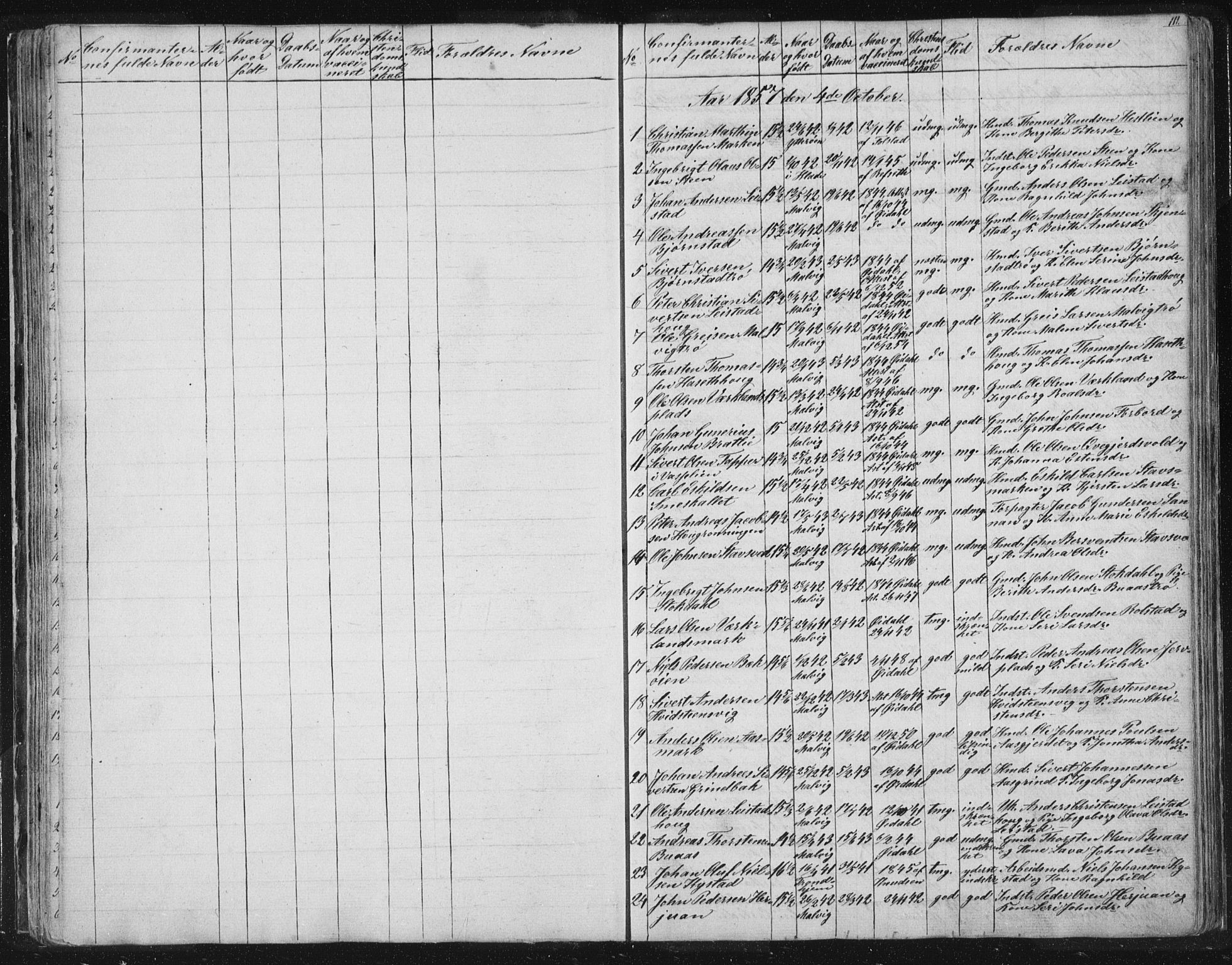 Ministerialprotokoller, klokkerbøker og fødselsregistre - Sør-Trøndelag, AV/SAT-A-1456/616/L0406: Parish register (official) no. 616A03, 1843-1879, p. 111