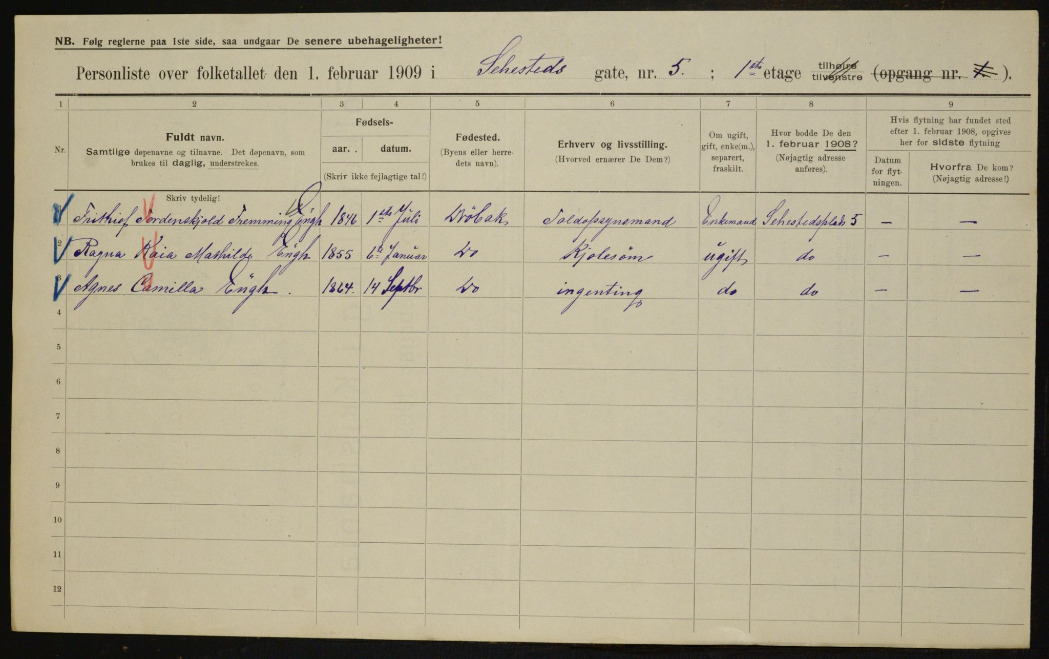 OBA, Municipal Census 1909 for Kristiania, 1909, p. 85158