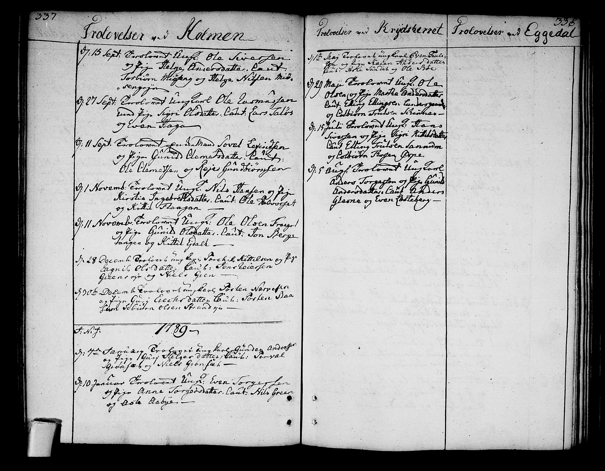 Sigdal kirkebøker, AV/SAKO-A-245/F/Fa/L0002: Parish register (official) no. I 2, 1778-1792, p. 337-338