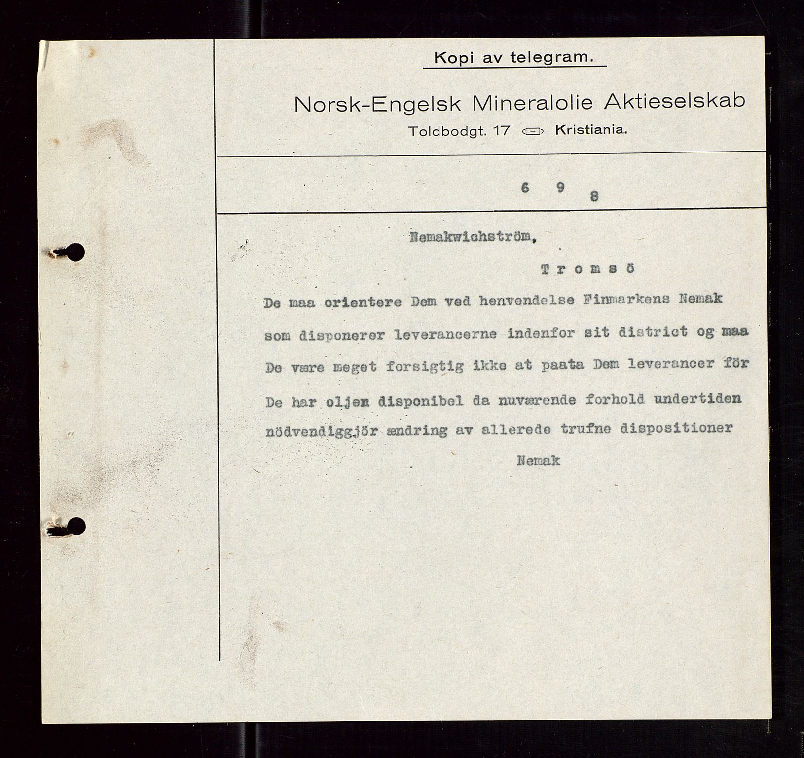 Pa 1521 - A/S Norske Shell, AV/SAST-A-101915/E/Ea/Eaa/L0006: Sjefskorrespondanse, 1918, p. 383