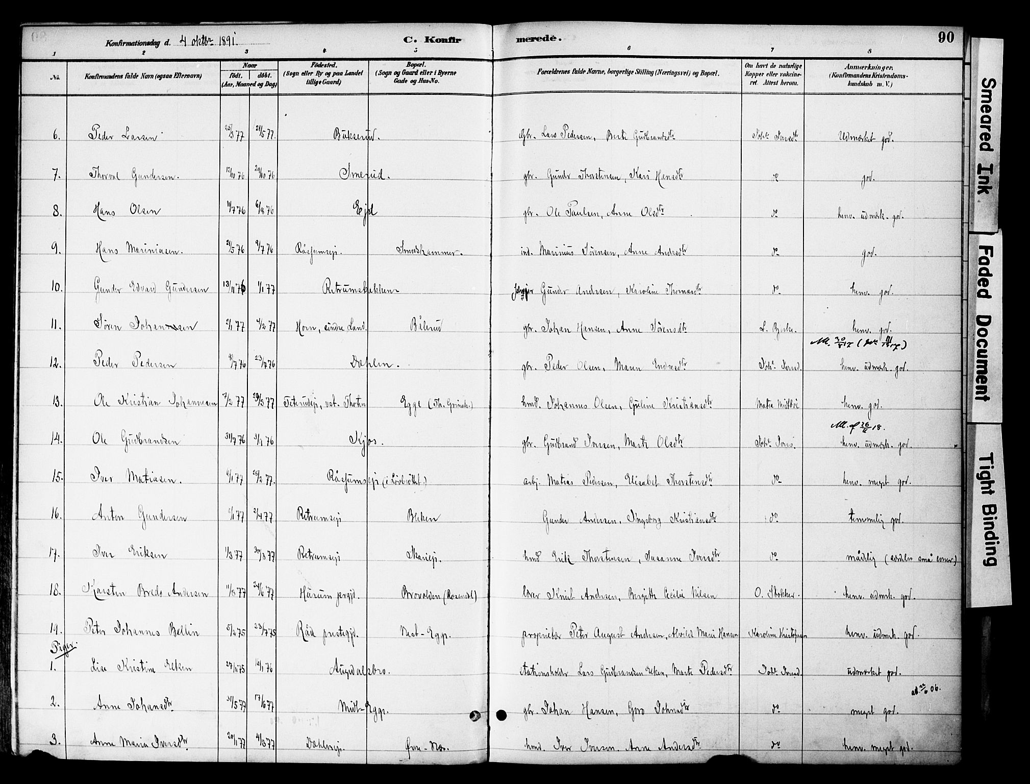 Gran prestekontor, SAH/PREST-112/H/Ha/Haa/L0020: Parish register (official) no. 20, 1889-1899, p. 90