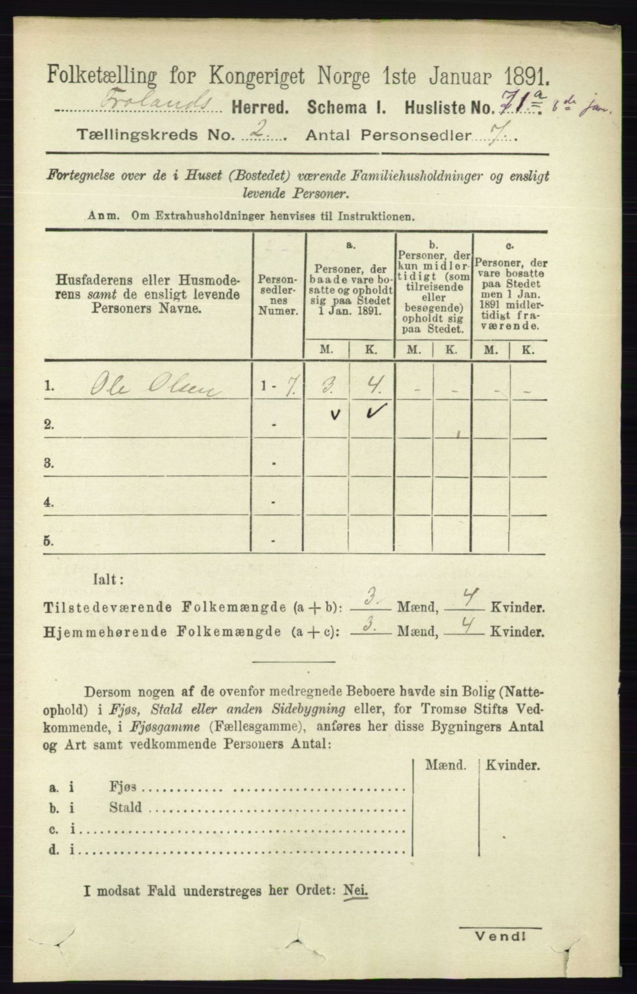 RA, 1891 census for 0919 Froland, 1891, p. 474