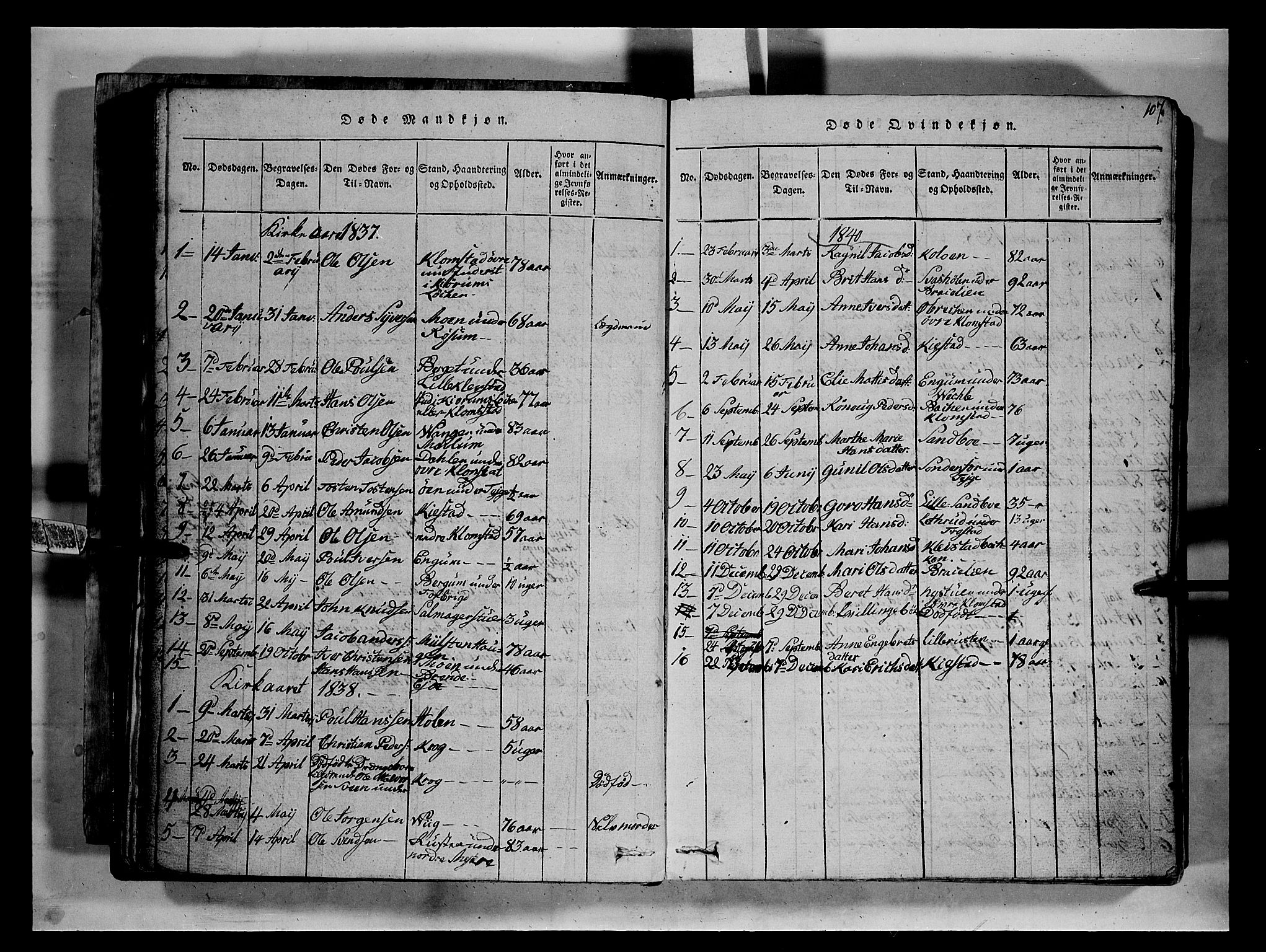 Fron prestekontor, SAH/PREST-078/H/Ha/Hab/L0002: Parish register (copy) no. 2, 1816-1850, p. 107