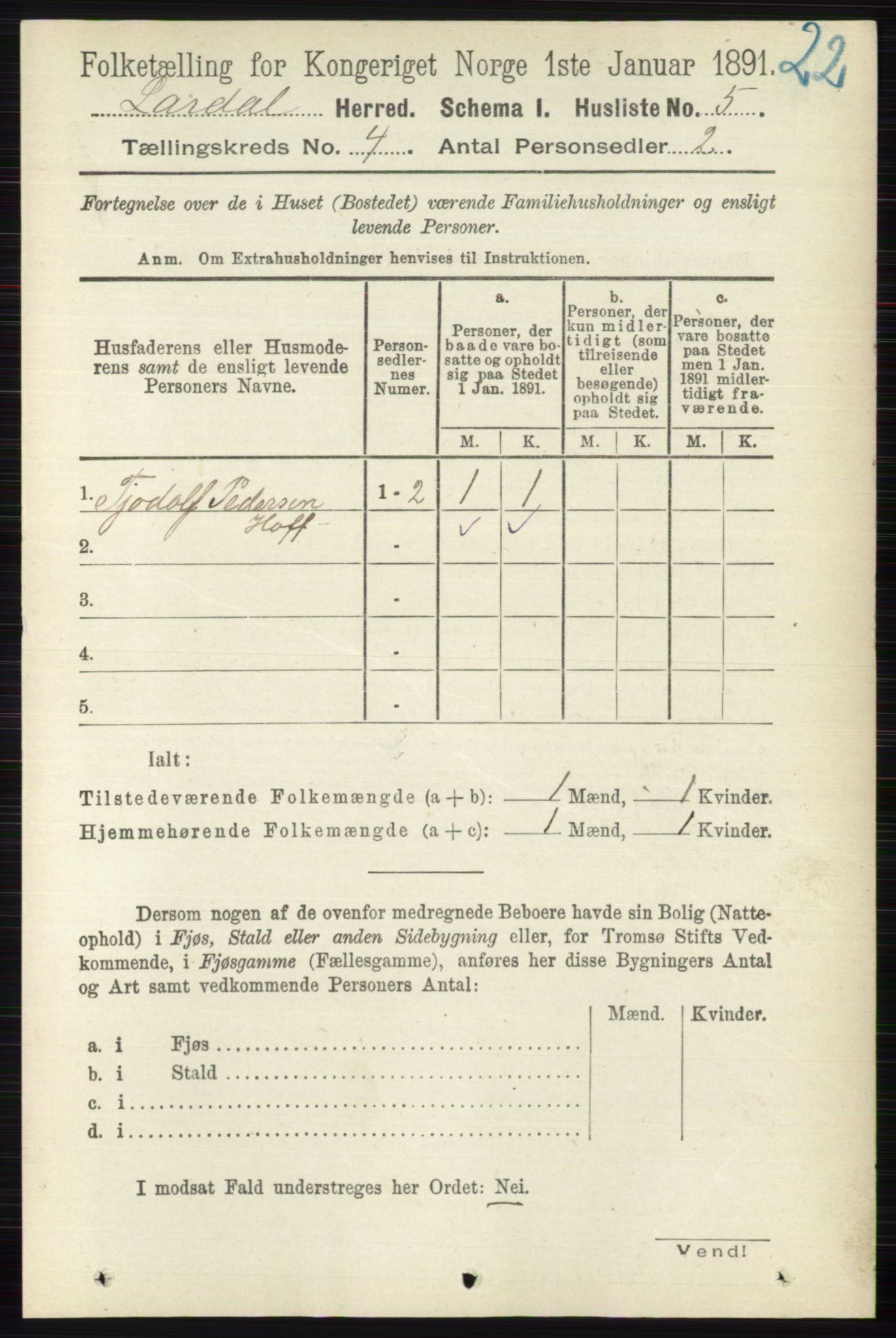 RA, 1891 census for 0728 Lardal, 1891, p. 1853