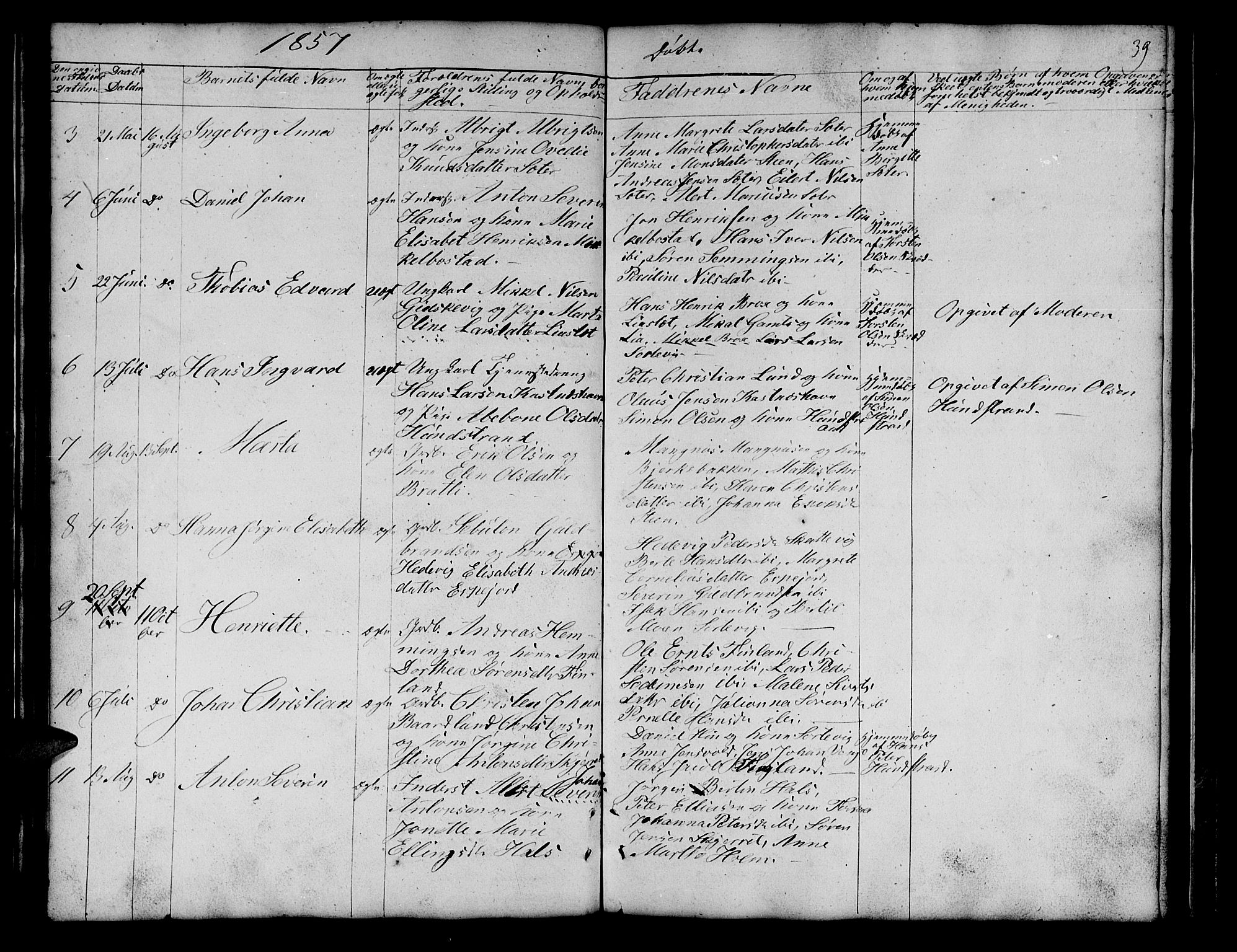 Tranøy sokneprestkontor, SATØ/S-1313/I/Ia/Iab/L0011klokker: Parish register (copy) no. 11, 1845-1859, p. 39