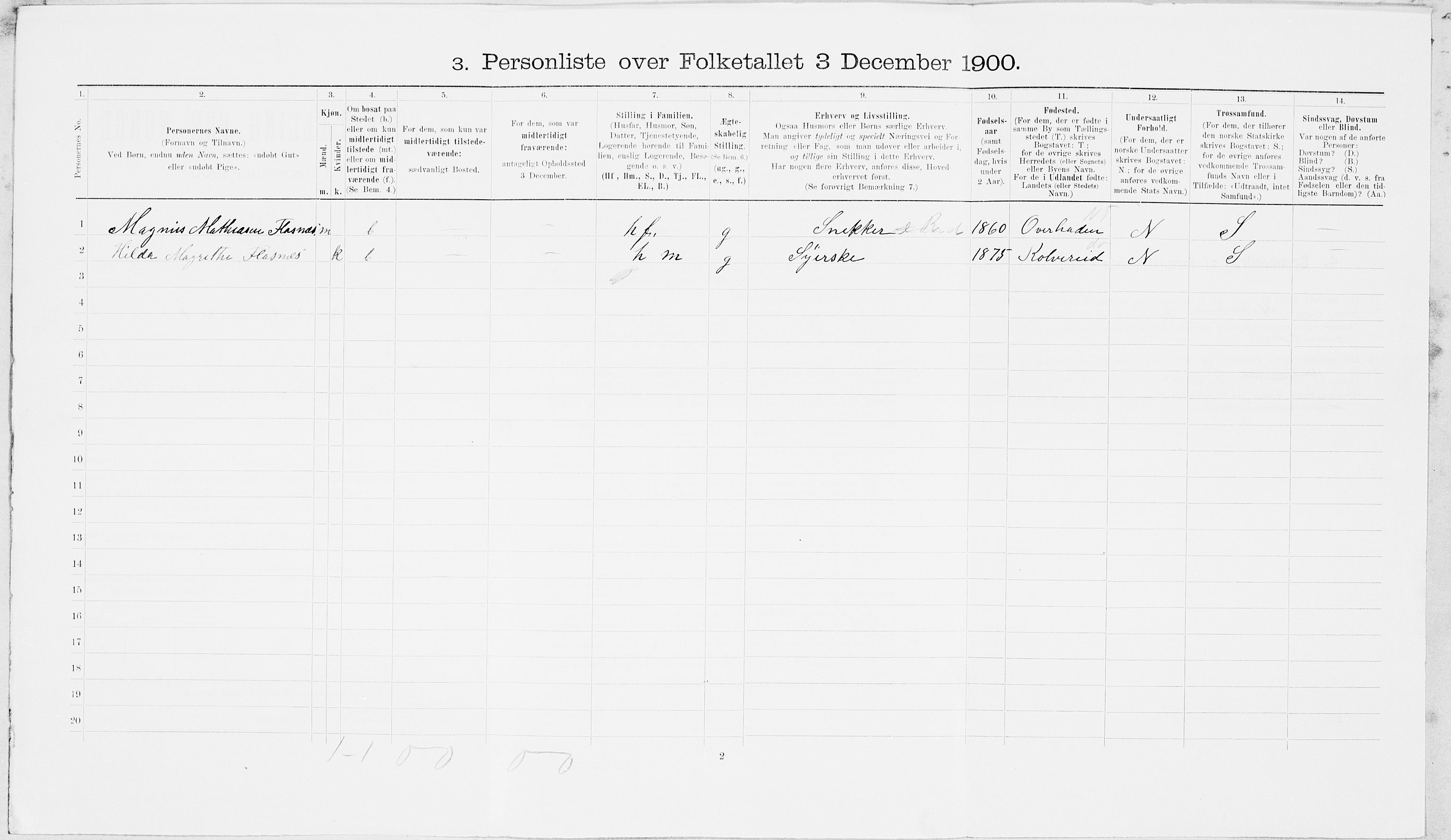 SAT, 1900 census for Namsos, 1900, p. 114