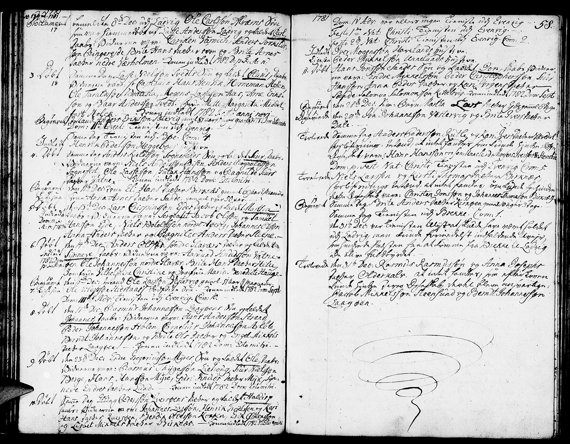 Gulen sokneprestembete, SAB/A-80201/H/Haa/Haaa/L0013: Parish register (official) no. A 13, 1776-1787, p. 58