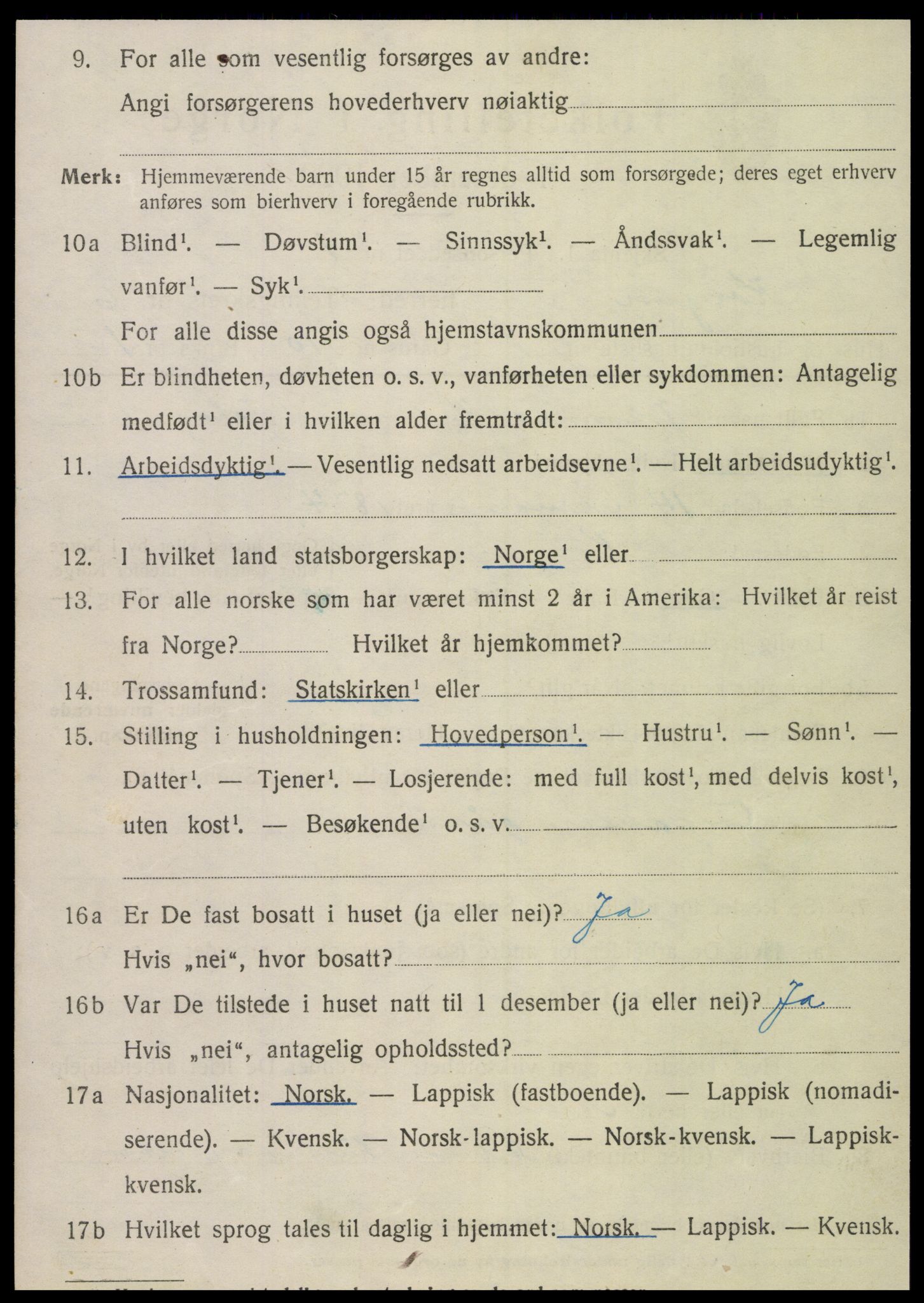 SAT, 1920 census for Korgen, 1920, p. 2413