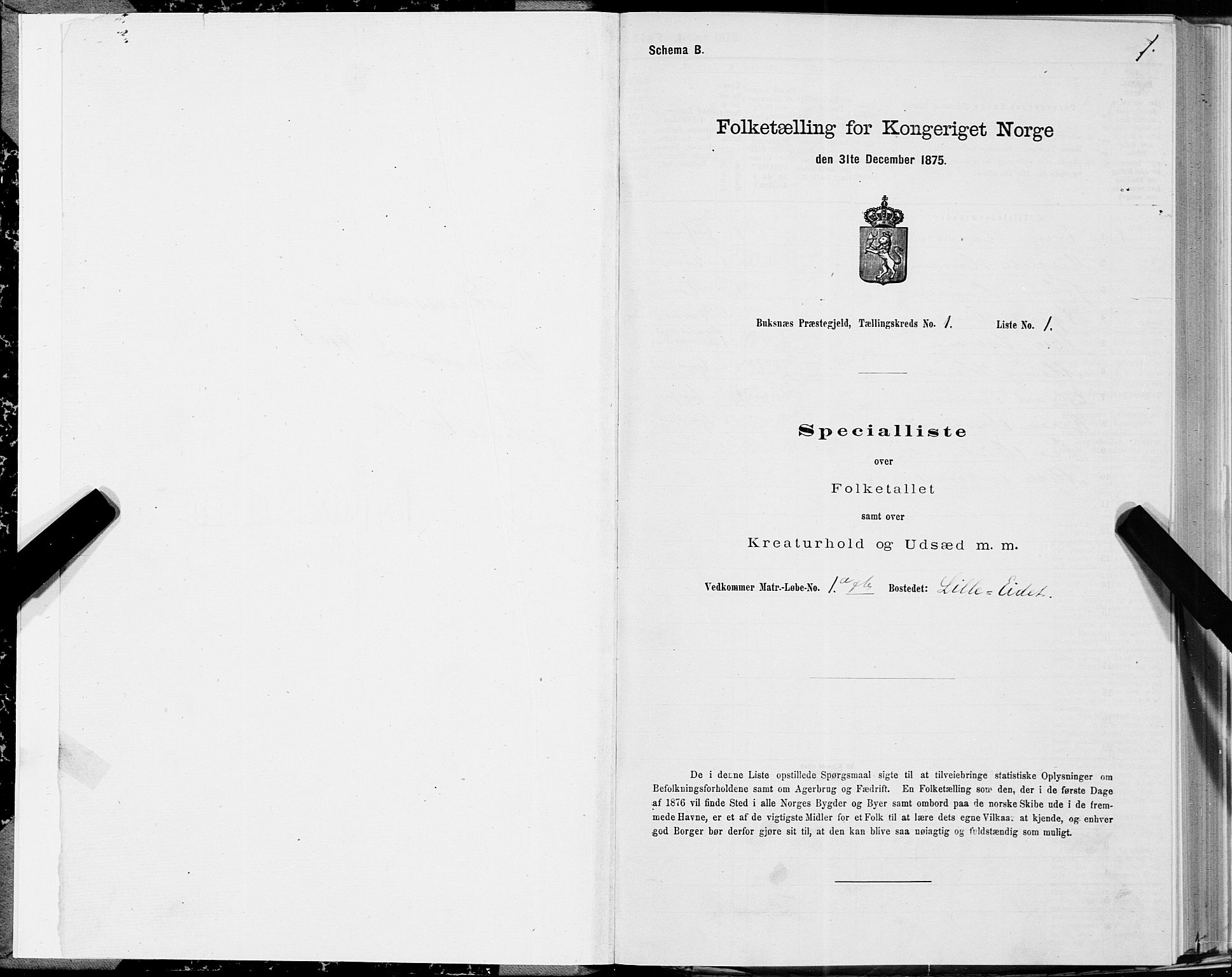 SAT, 1875 census for 1860P Buksnes, 1875, p. 1001