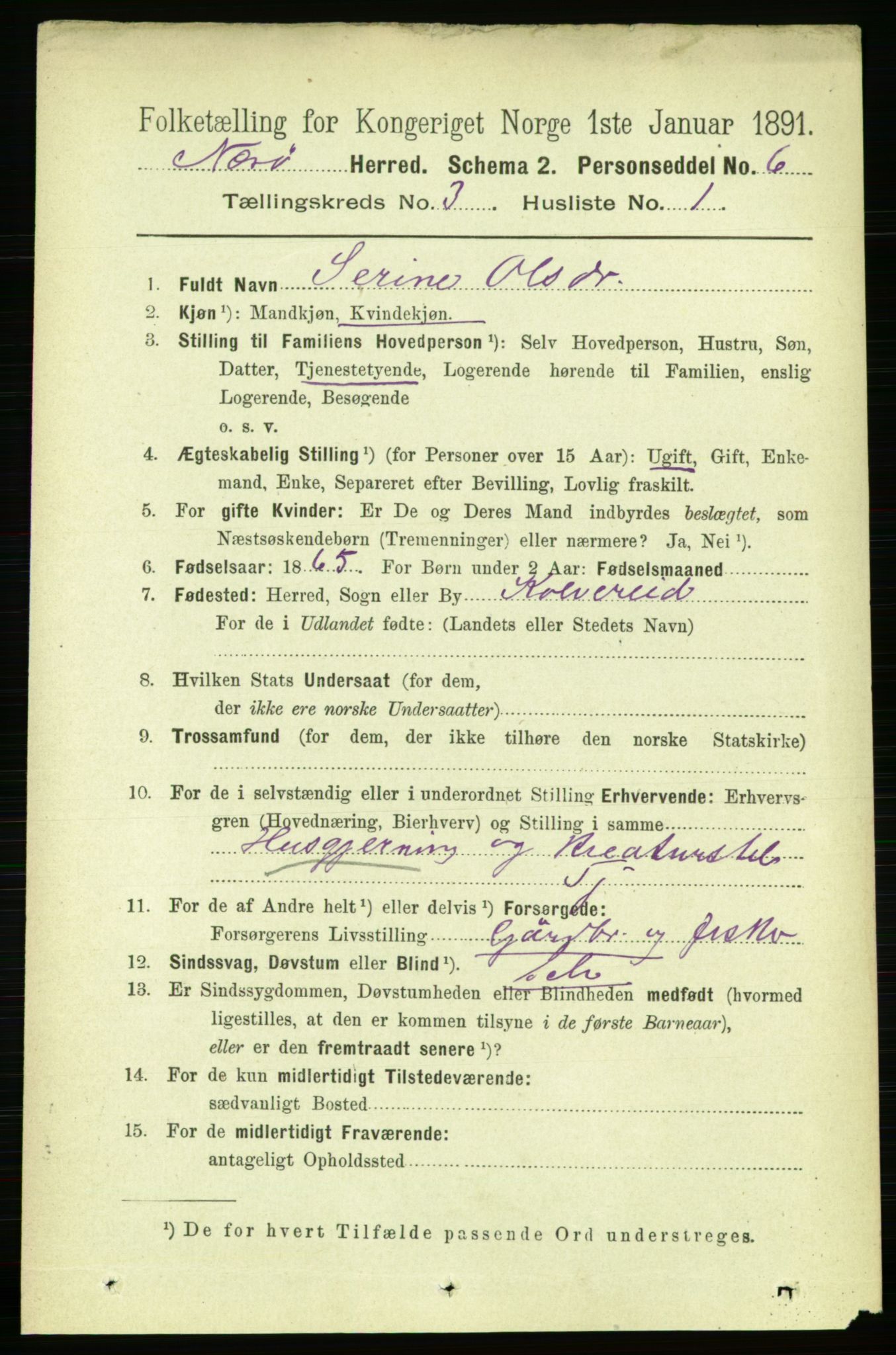 RA, 1891 census for 1751 Nærøy, 1891, p. 1304