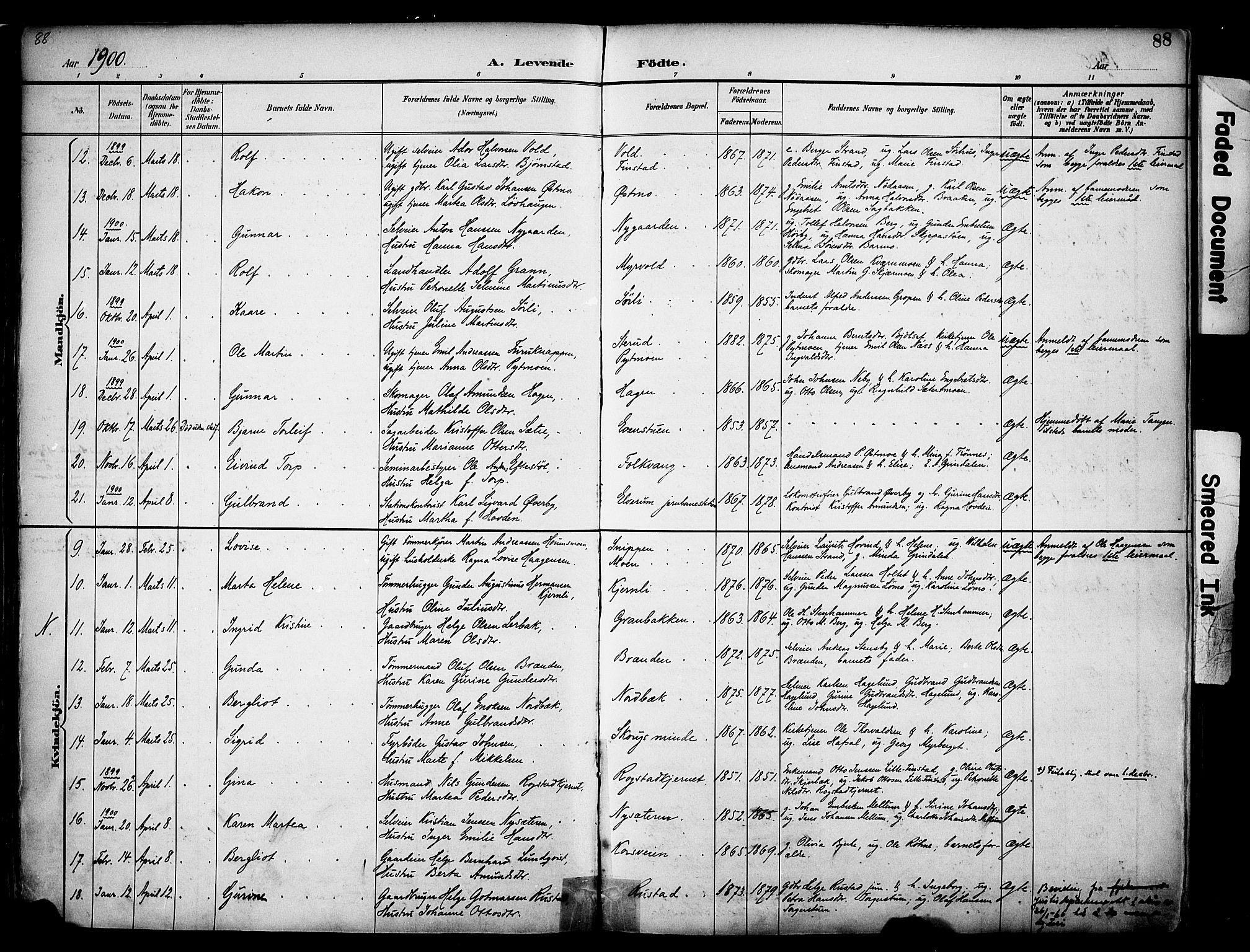 Elverum prestekontor, AV/SAH-PREST-044/H/Ha/Haa/L0014: Parish register (official) no. 14, 1891-1909, p. 88