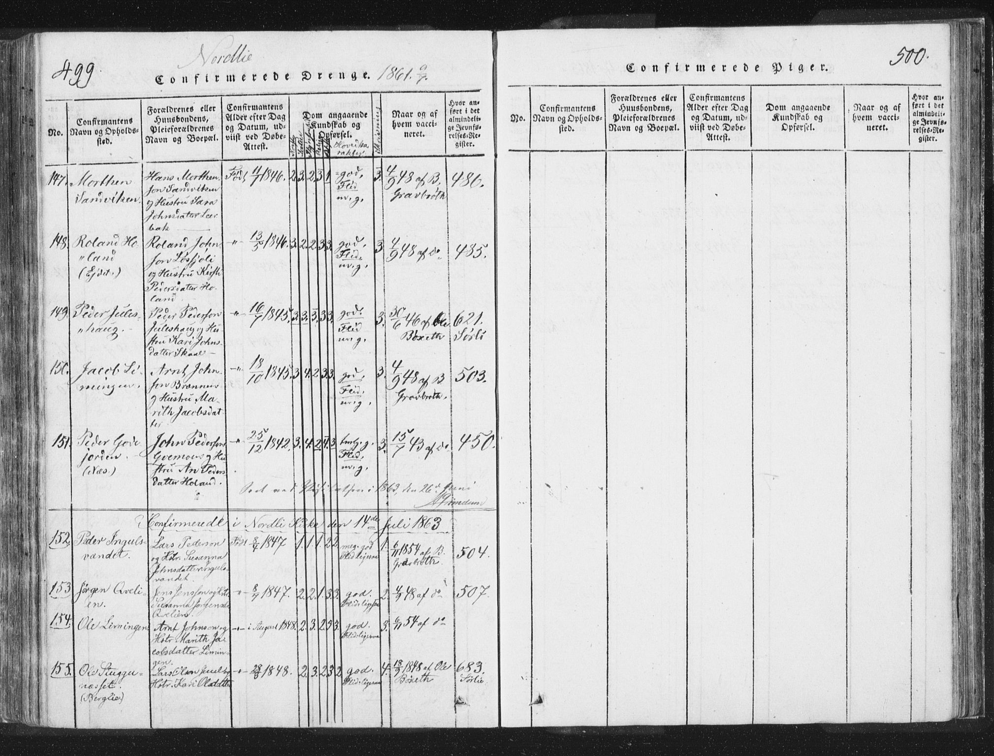 Ministerialprotokoller, klokkerbøker og fødselsregistre - Nord-Trøndelag, SAT/A-1458/755/L0491: Parish register (official) no. 755A01 /1, 1817-1864, p. 499-500