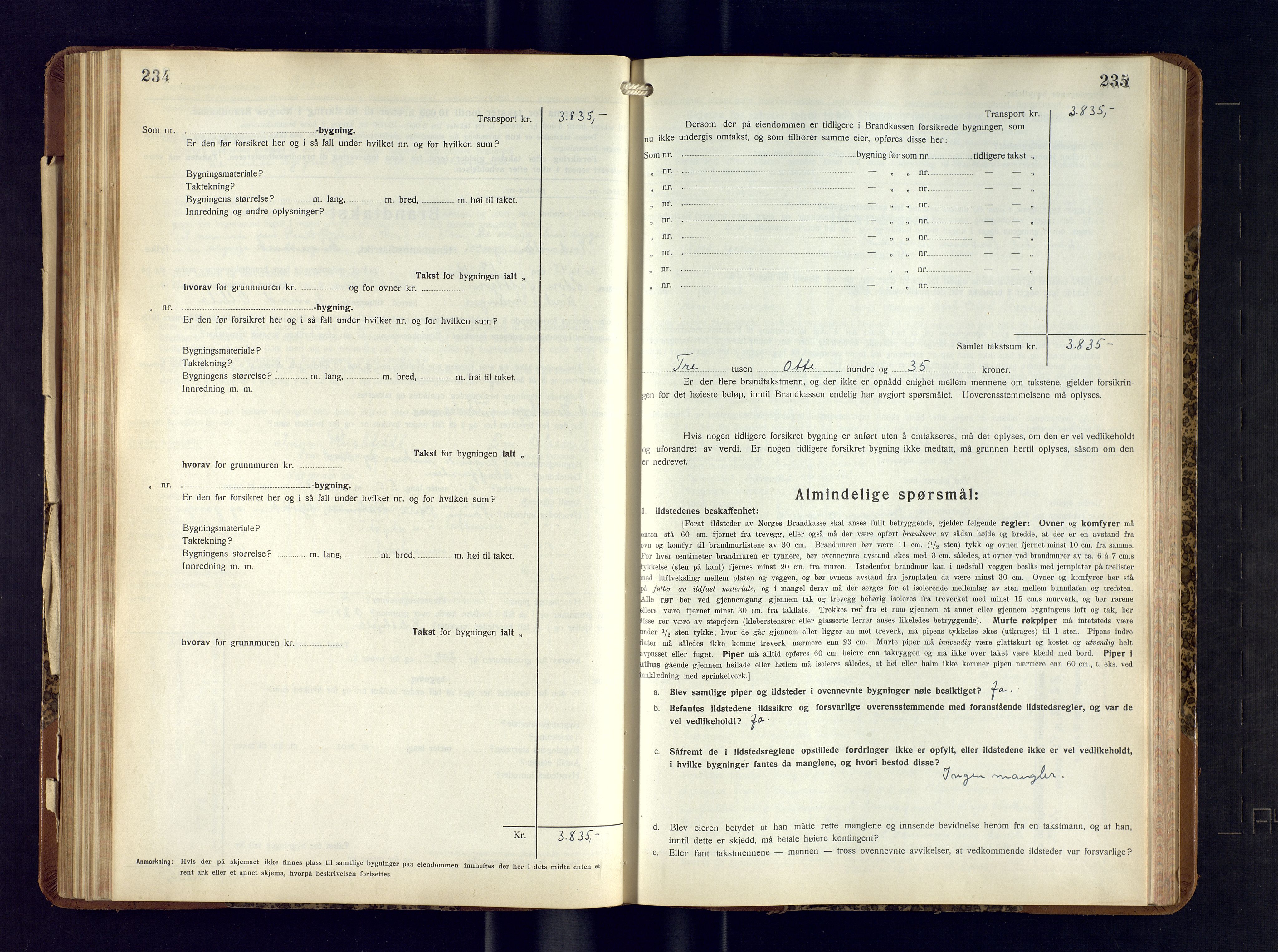 Nord-Varanger (Vadsø) lensmannskontor, AV/SATØ-S-1166/1/Fp/Fpb/L0201: Branntakstprotokoller, 1934-1946, p. 234-235