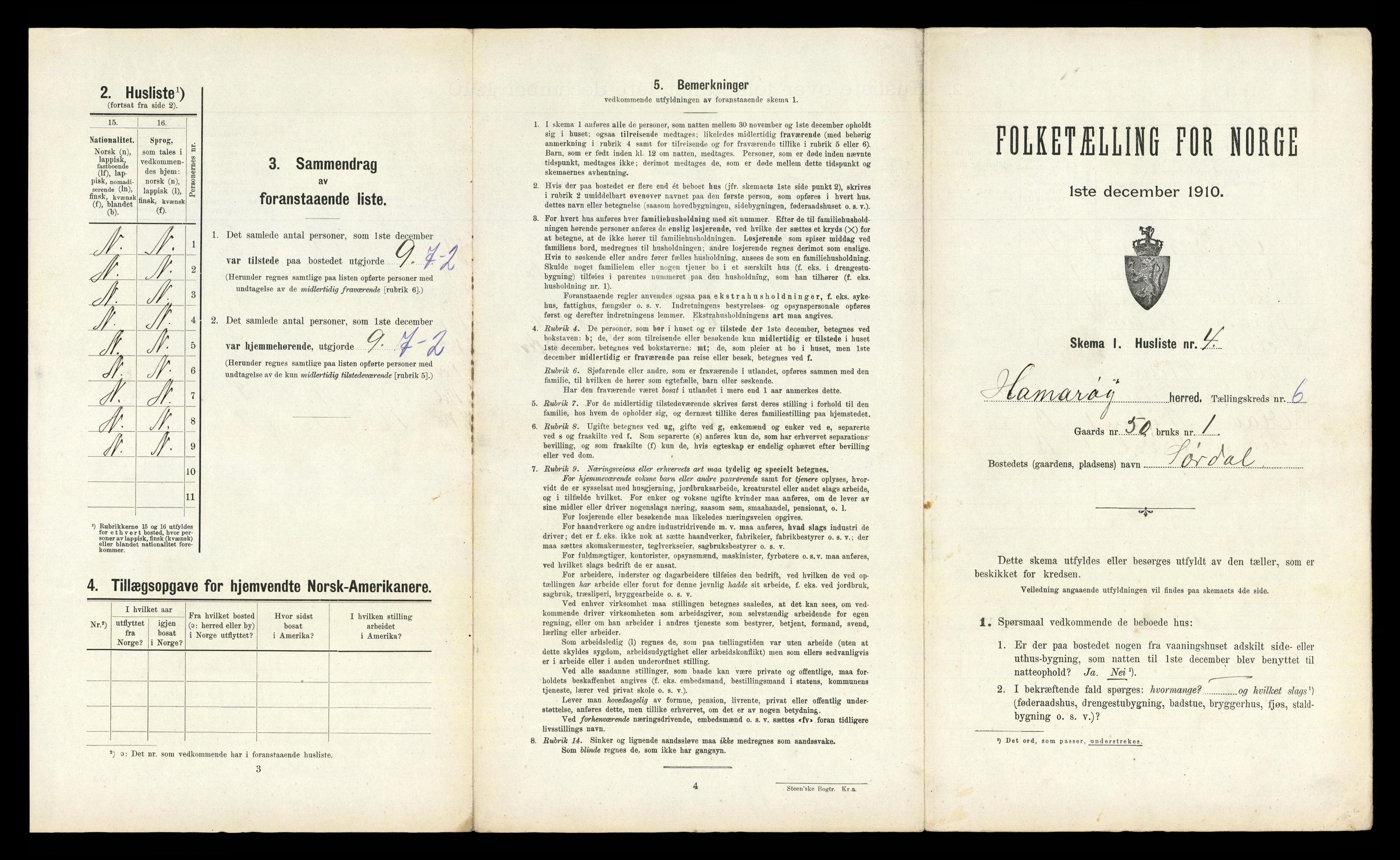 RA, 1910 census for Hamarøy, 1910, p. 584