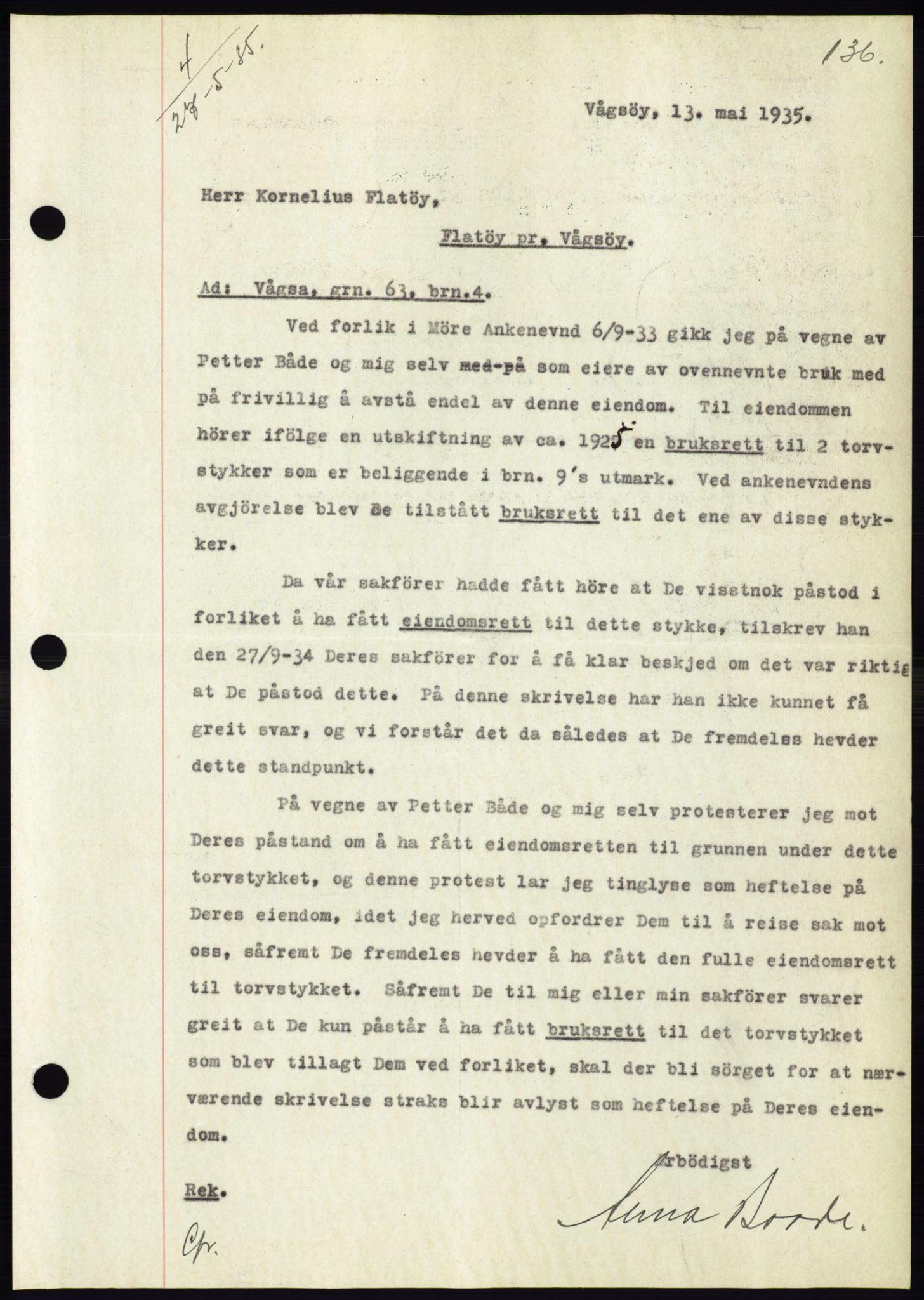 Søre Sunnmøre sorenskriveri, AV/SAT-A-4122/1/2/2C/L0059: Mortgage book no. 53, 1935-1935, Deed date: 27.05.1935