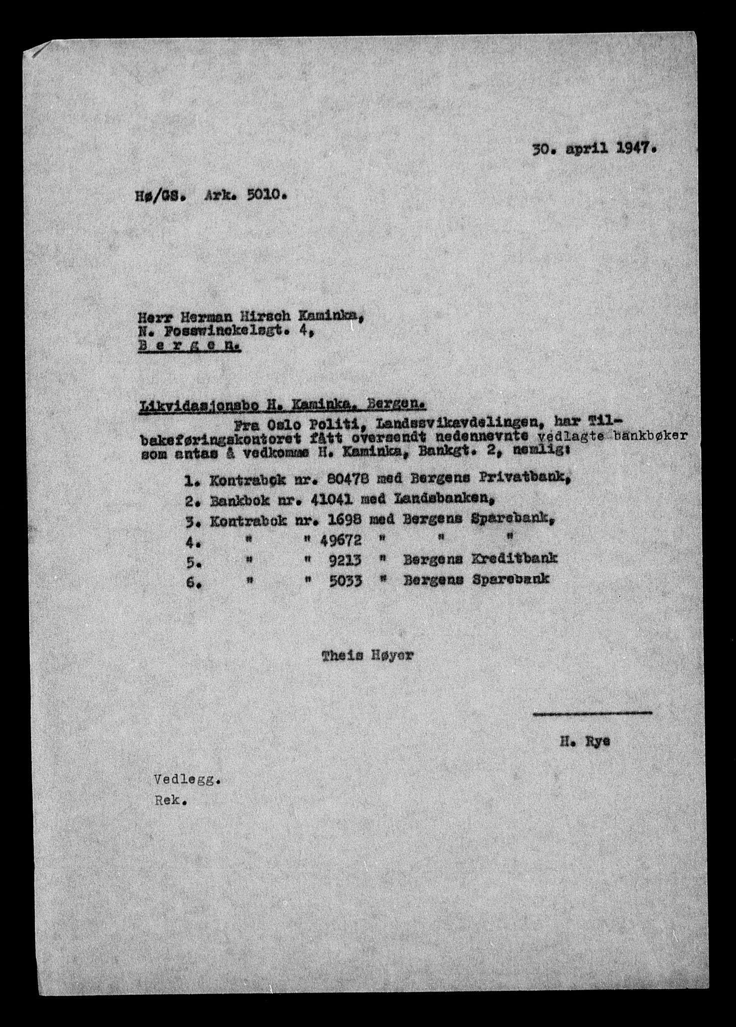 Justisdepartementet, Tilbakeføringskontoret for inndratte formuer, AV/RA-S-1564/H/Hc/Hcd/L1001: --, 1945-1947, p. 9