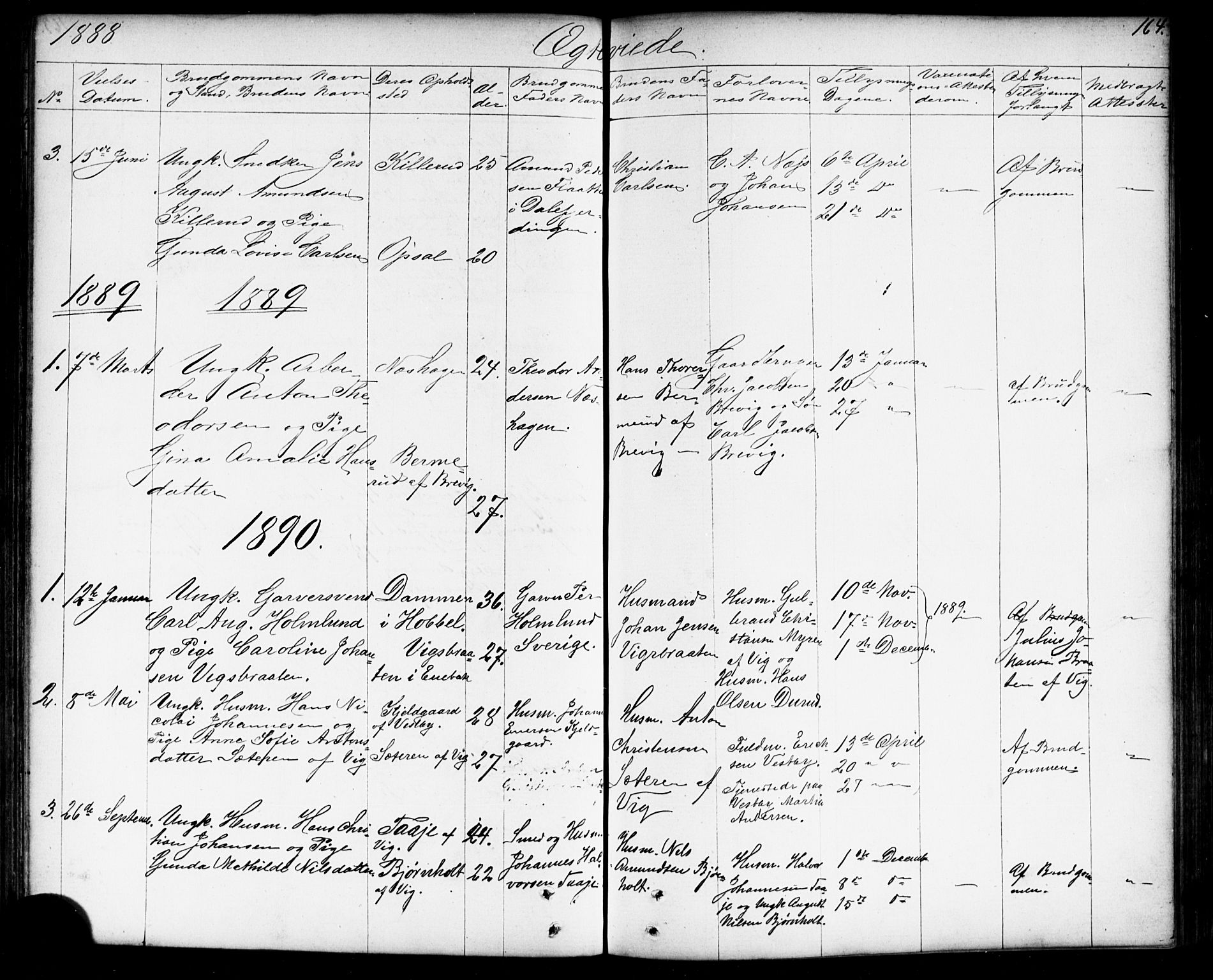 Enebakk prestekontor Kirkebøker, SAO/A-10171c/G/Gb/L0001: Parish register (copy) no. II 1, 1859-1890, p. 164