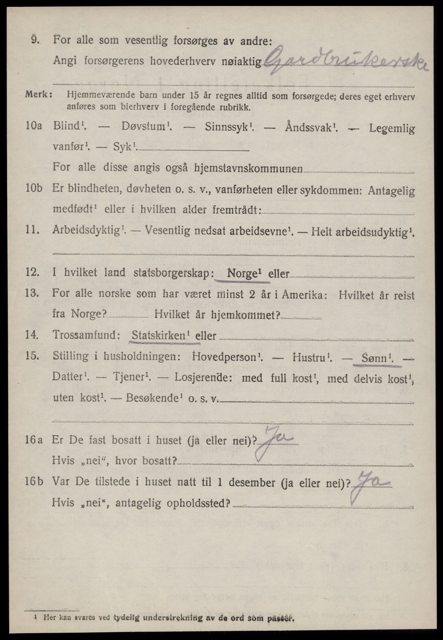 SAT, 1920 census for Vatne, 1920, p. 2639