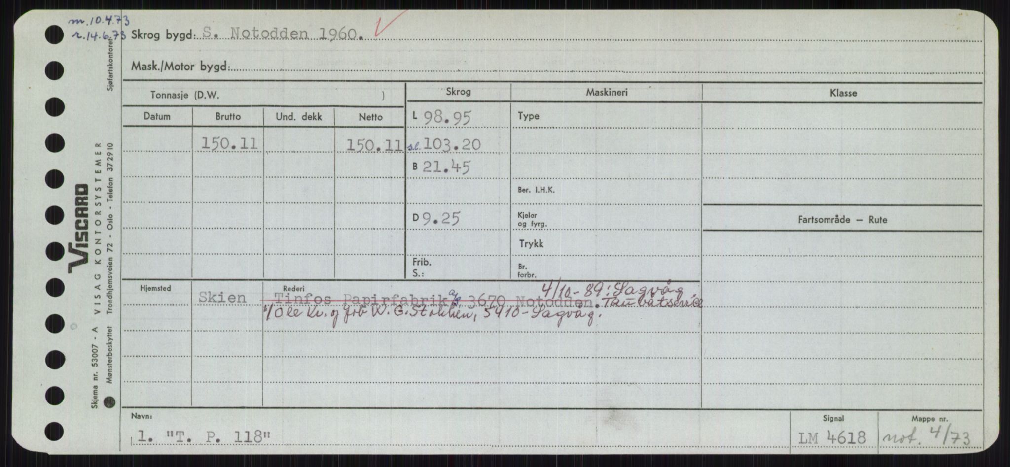 Sjøfartsdirektoratet med forløpere, Skipsmålingen, RA/S-1627/H/Hc/L0001: Lektere, A-Y, p. 455