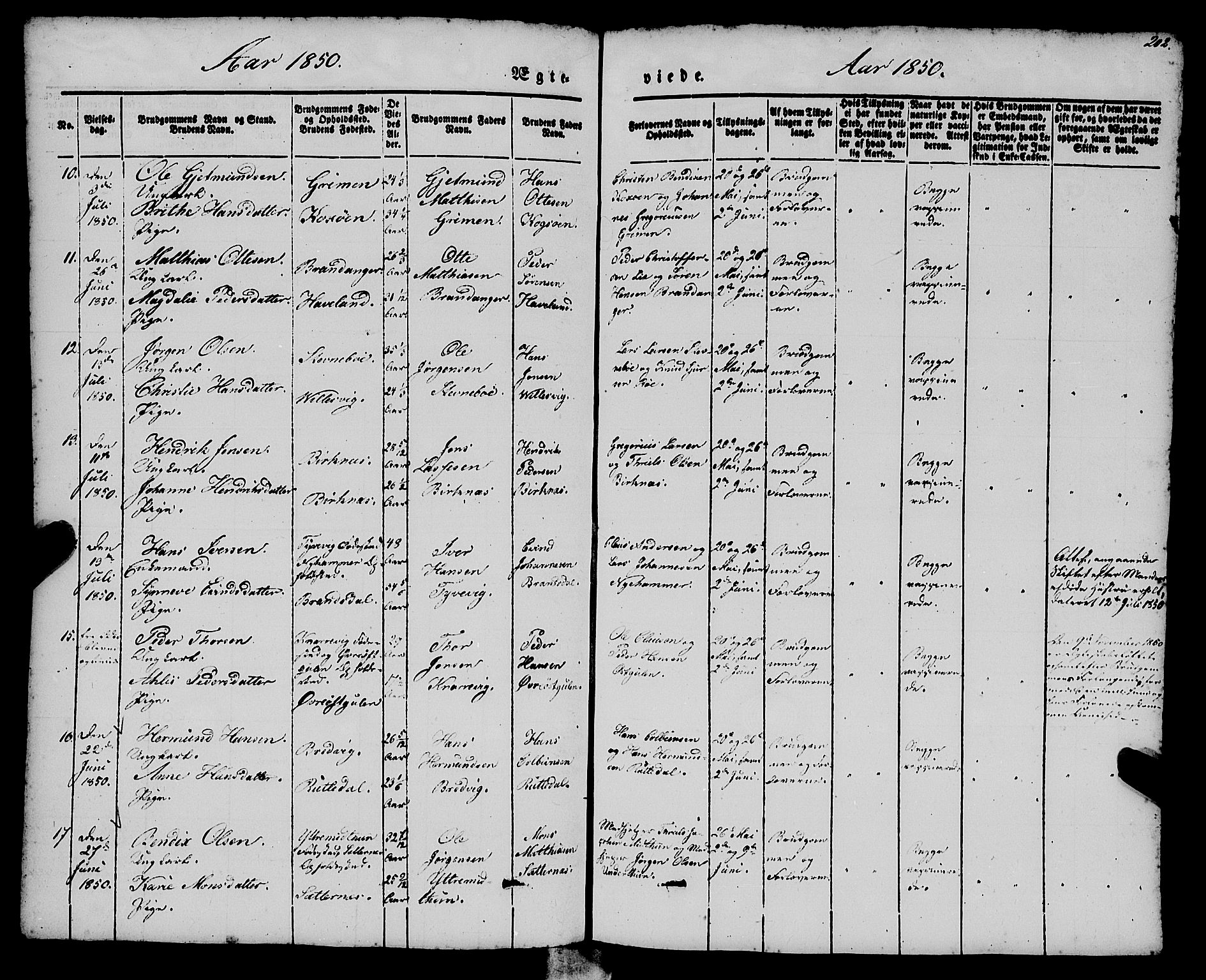 Gulen sokneprestembete, AV/SAB-A-80201/H/Haa/Haaa/L0021: Parish register (official) no. A 21, 1848-1858, p. 202